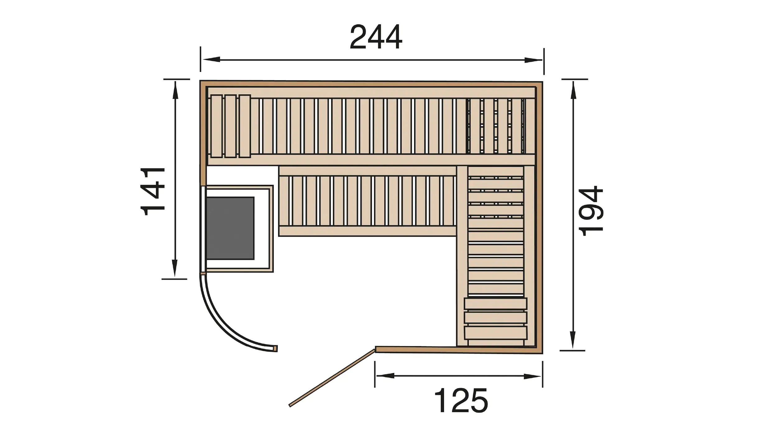 Weka Element-Designsauna Sara 2 Set 2 mit BioS Saunaofen