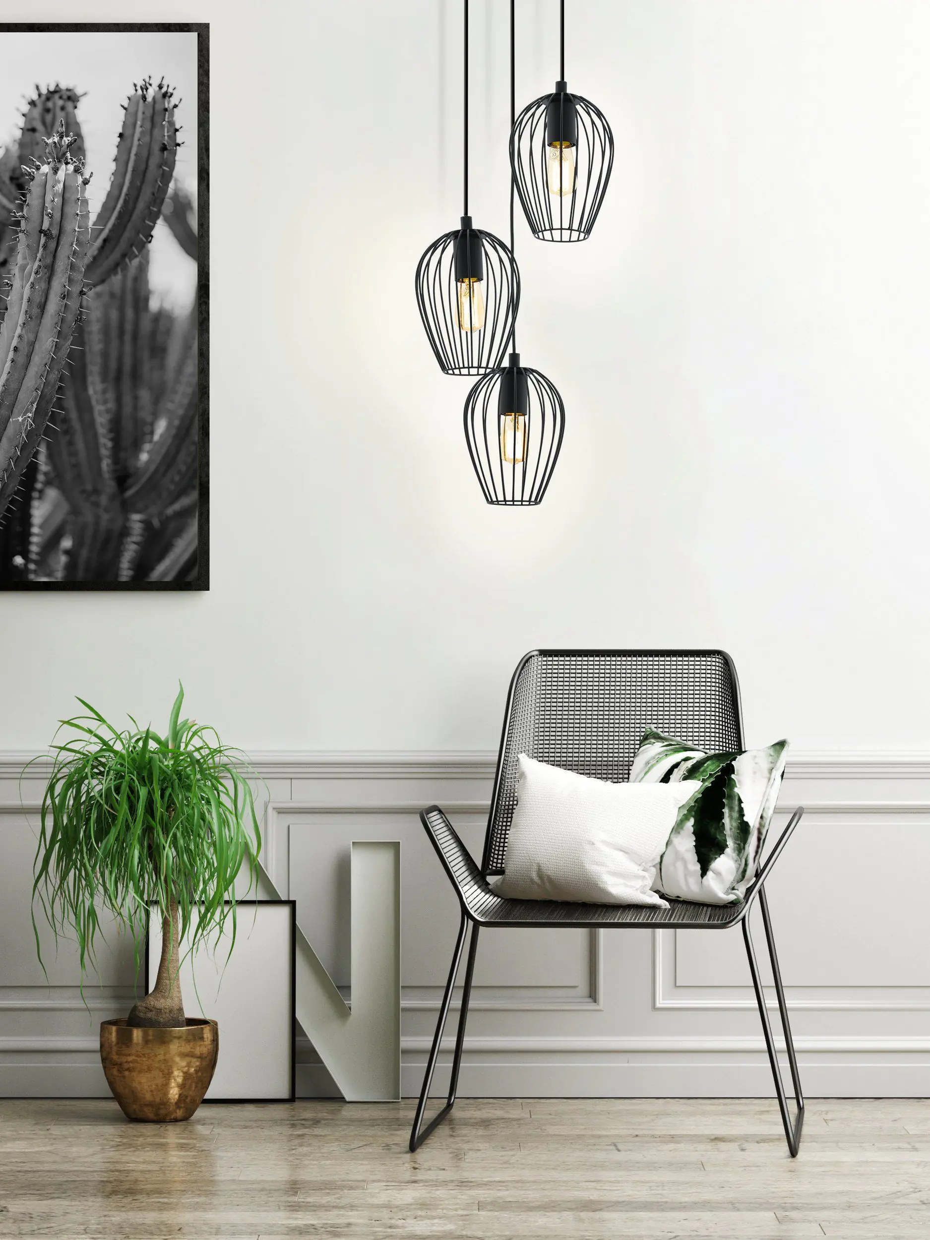Eglo 3er Pendelleuchte Newtown schwarz Ø 38 cm E27, max. 60 W