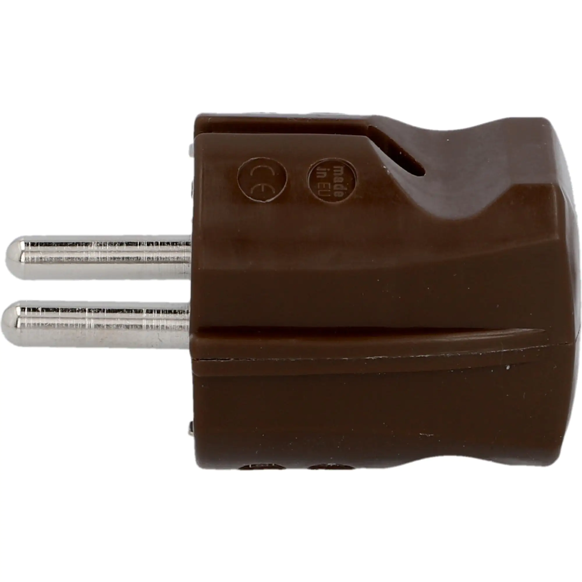 Schutzkontakt-Stecker ohne Knickschutz braun