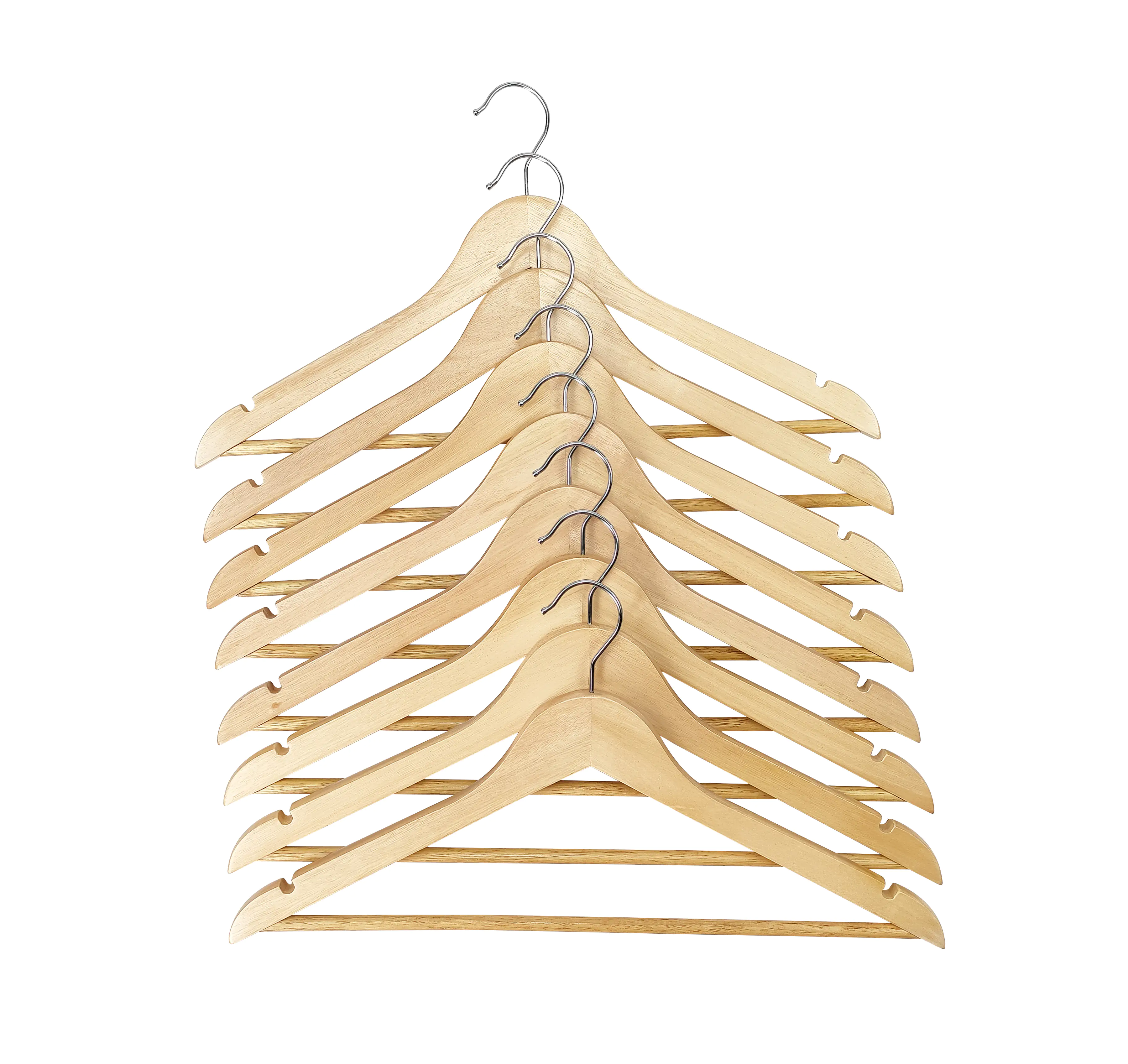 TrendLine Kleiderbügel mit Steg Holz natur 8 Stück