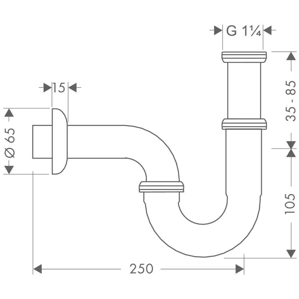 Hansgrohe Röhrensiphon Standardmodell 1 1/4" chrome