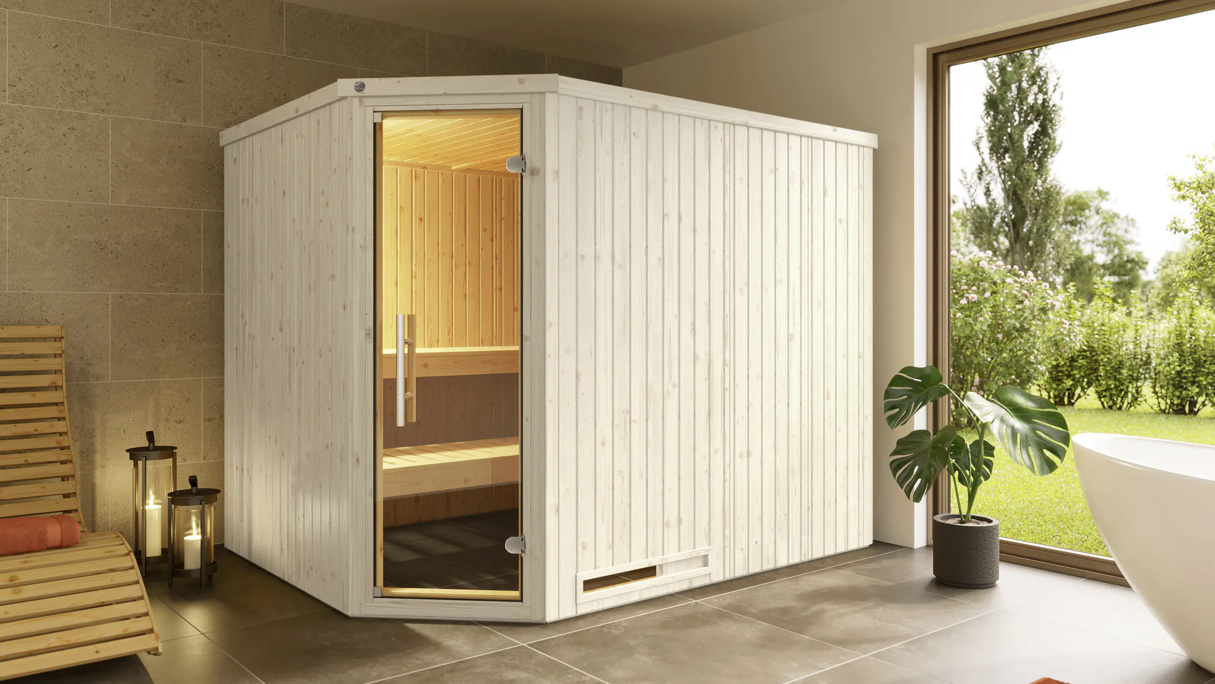 Weka Sauna Varberg 4 mit Glastür 4,65 m²