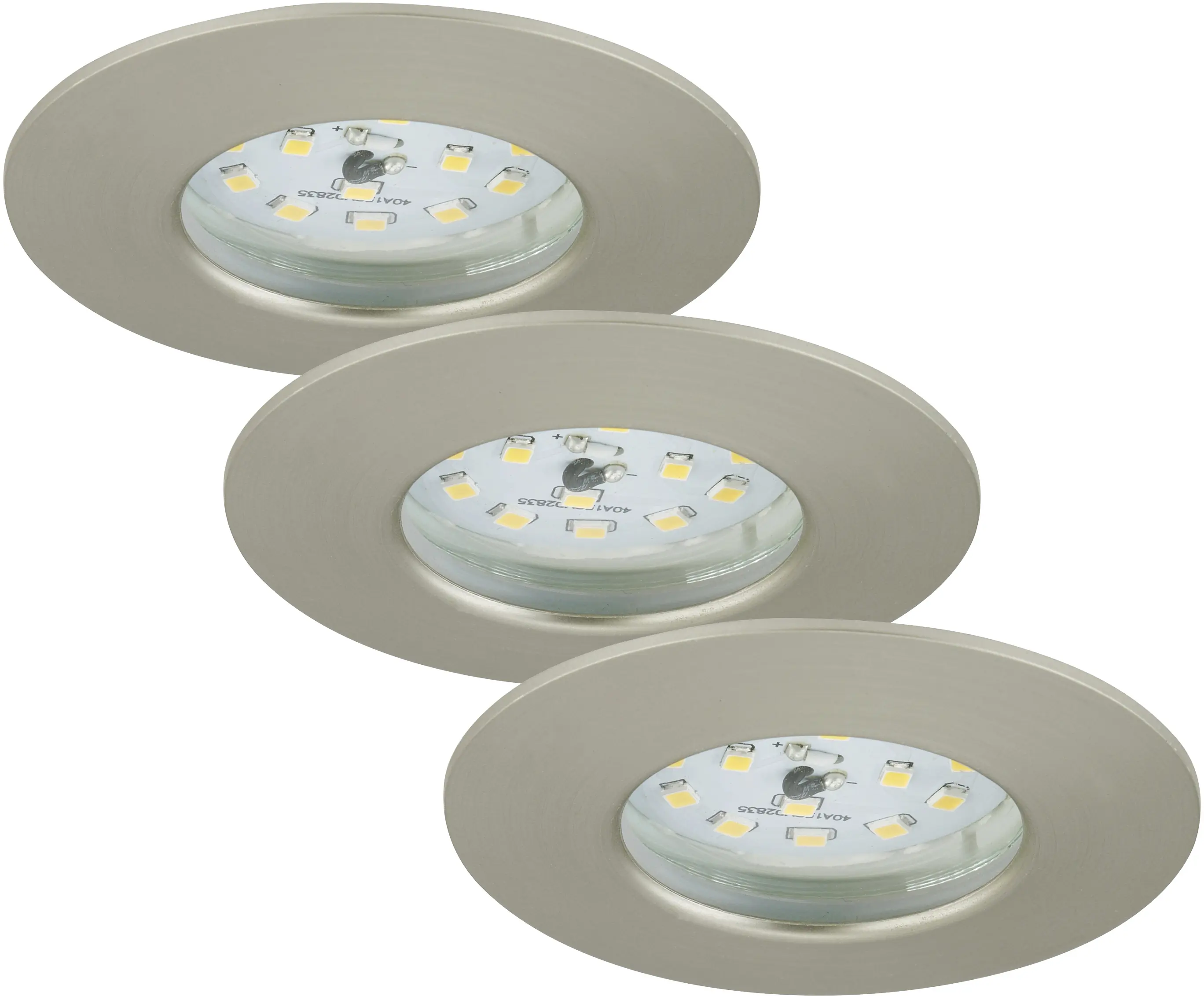 Briloner 3er Set LED Einbauleuchten Attach nickel-matt Ø 7,5 cm