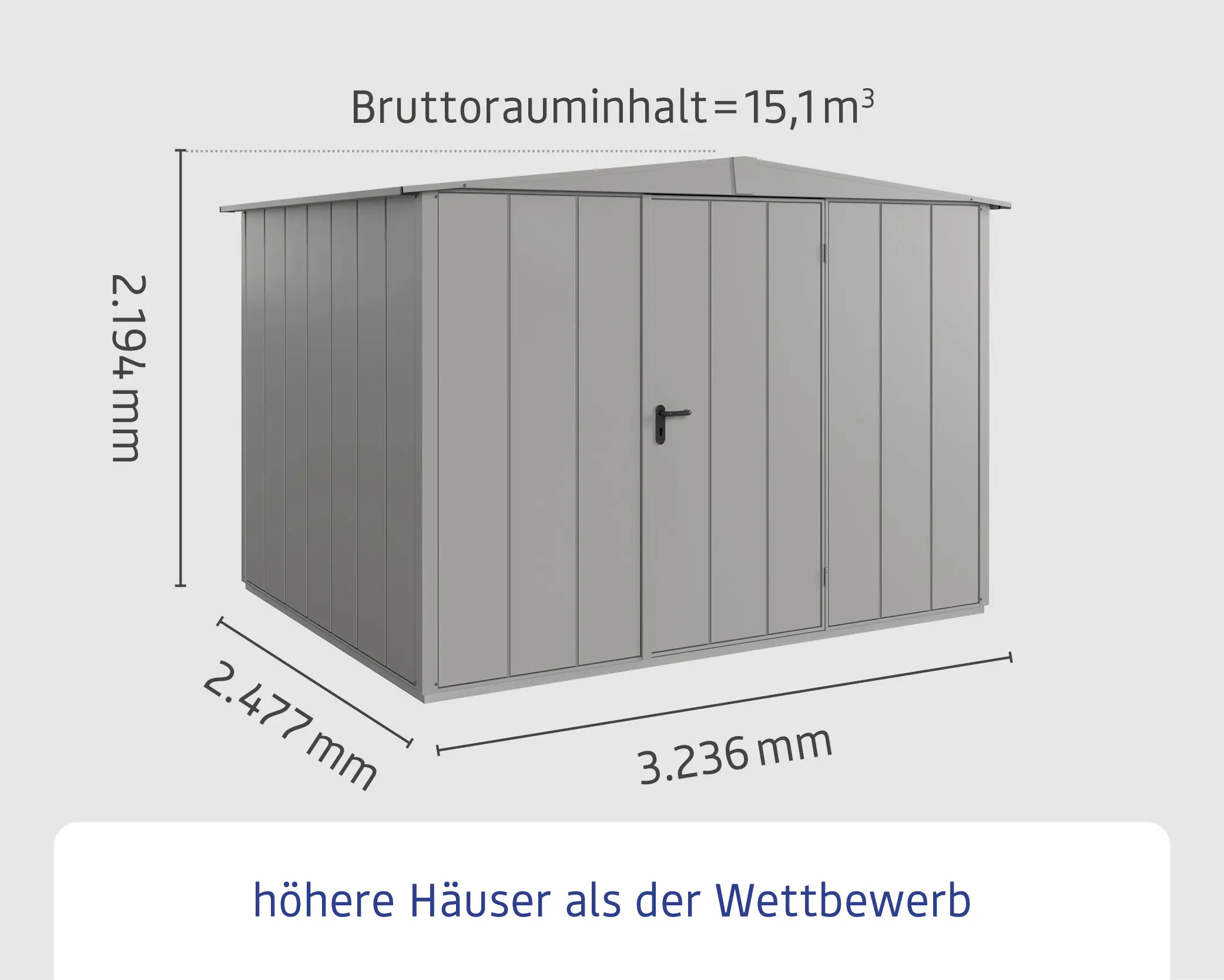 EcoStar Gerätehaus Elegant-S Typ 3 graualuminium 323,6 x 247,7 x 219,4 cm