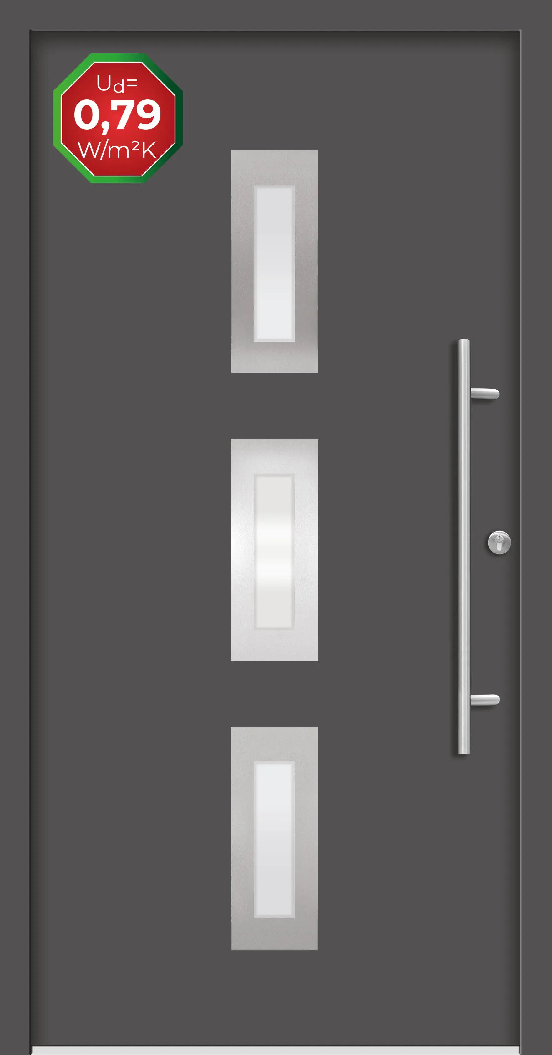 Splendoor Haustür Passivedoor Premium B02 Anthrazit DIN Rechts 110 x 210 cm