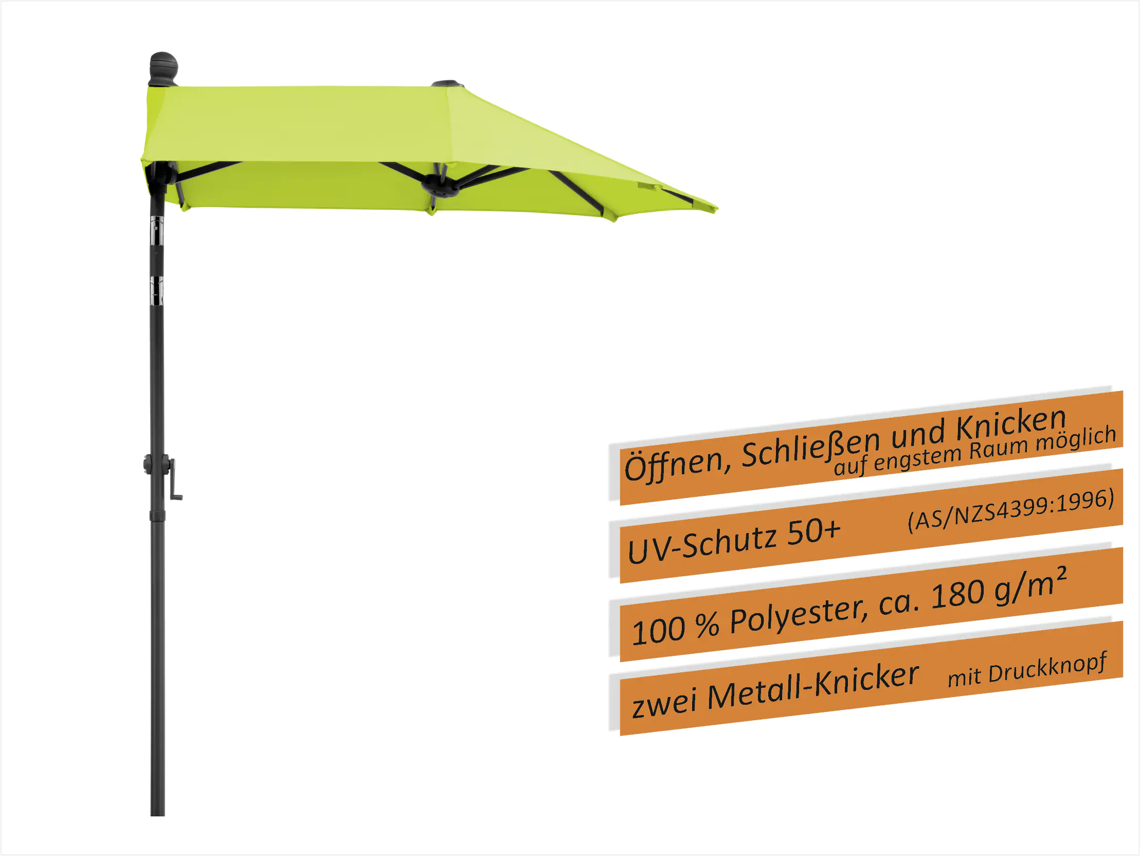 Schneider Sonnenschirm Salerno mezza apfelgrün 150 x 150 cm inkl. Sonnenschirmhülle