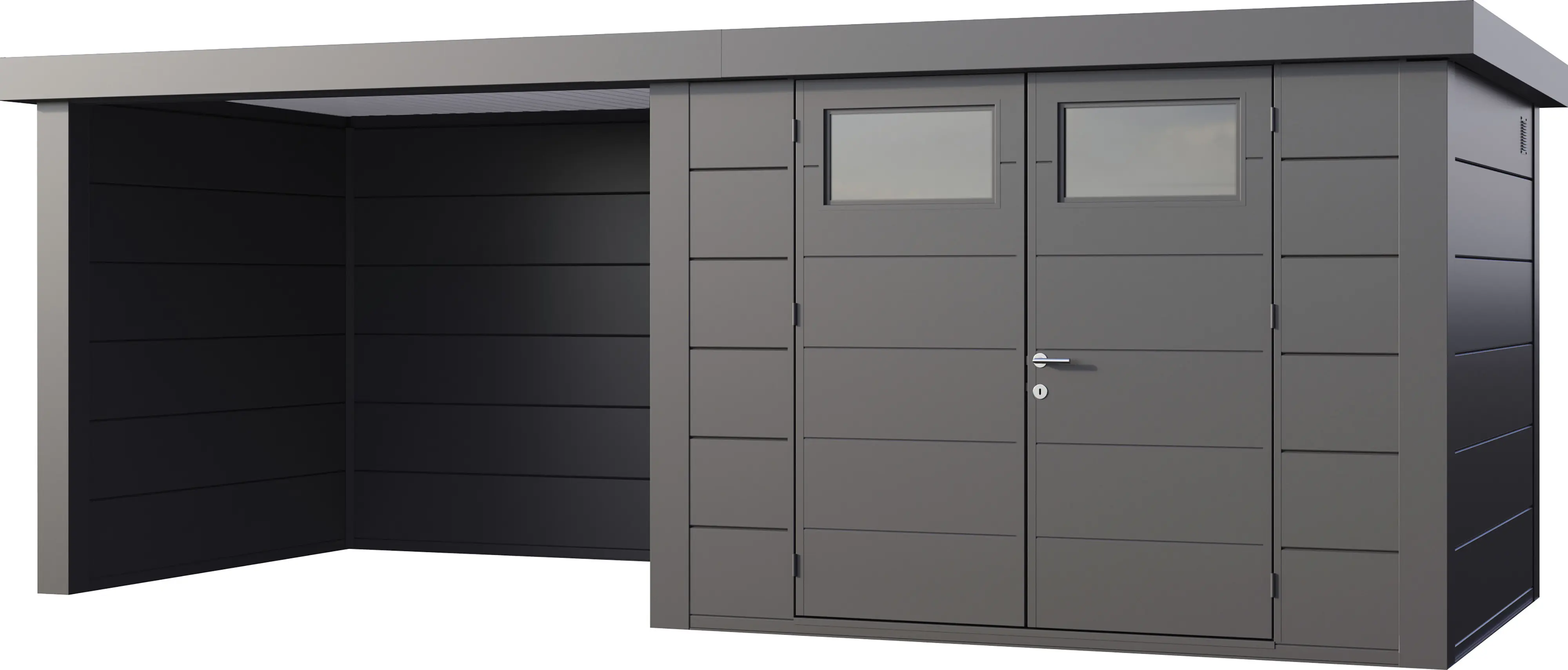 Telluria Gerätehaus Classico Lounge S 3024 links granitgrau 582 x 238 cm
