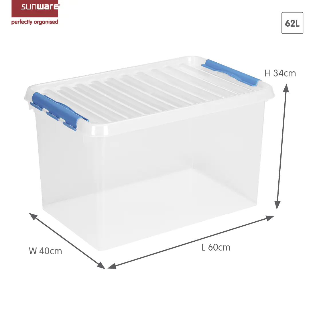 Sunware Aufbewahrungsbox Q-Line mit Deckel 60 x 40 cm 62 L transparent