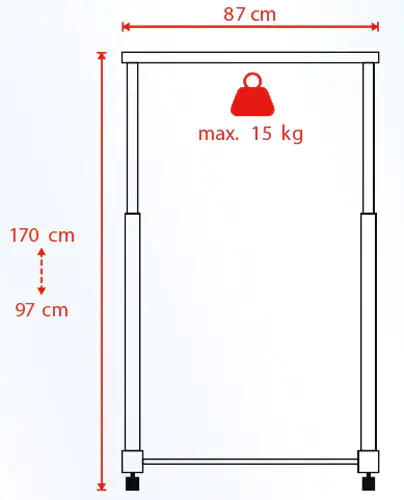 TrendLine Garderobenständer mit Rollen 87 x 43 cm