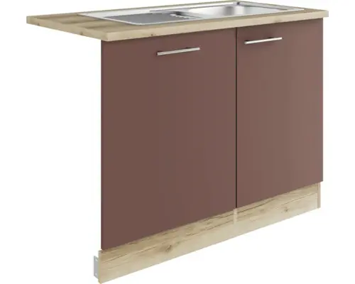 Optifit Spüle mit Unterschrank-Set Bari 407 rostrot/eiche 110 cm