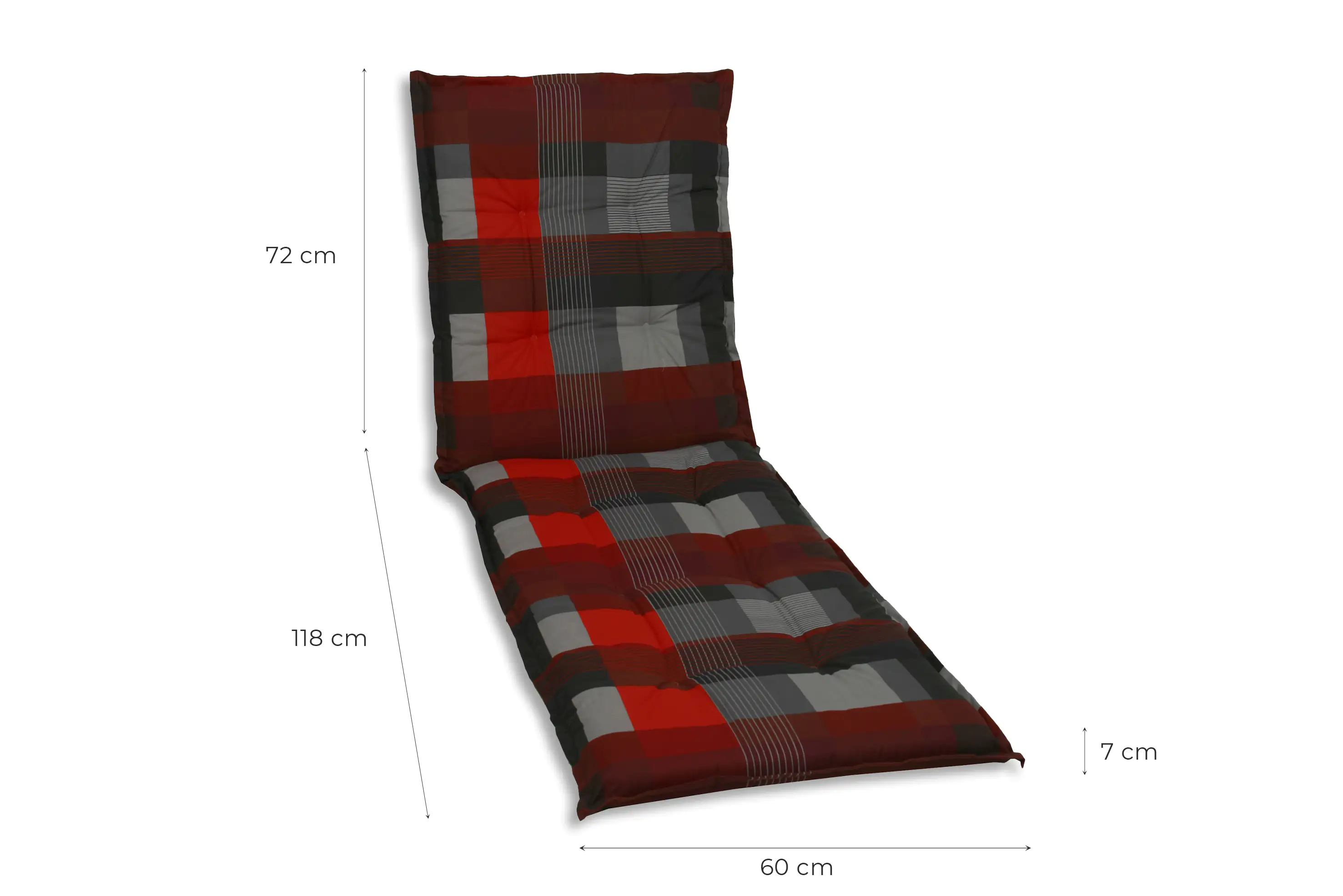 GO-DE Rollliegen-Auflage 190 x 60 x 8 cm, rot kariert