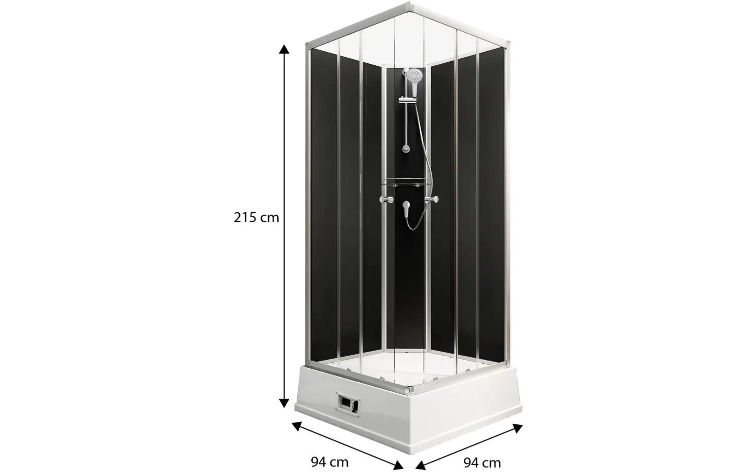 Schulte Komplettdusche Korfu II 94 x 110 x 215 cm mit Boiler, Pumpe