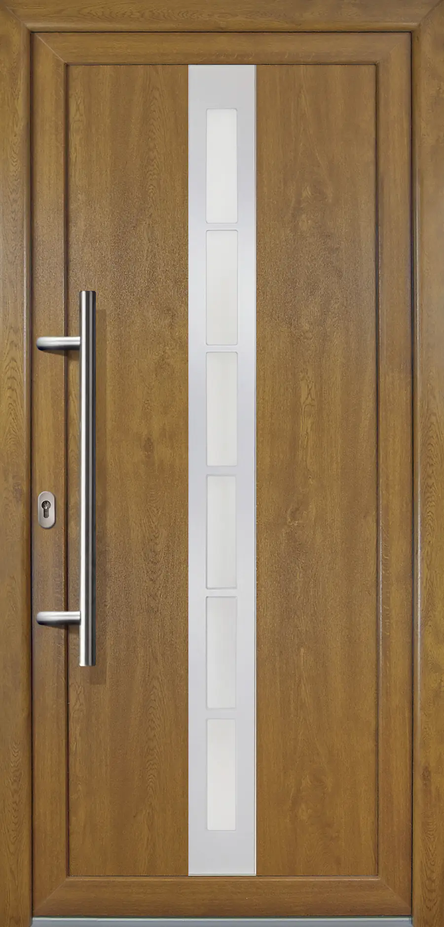 Meeth Haustür Signum PVC Exclusiv PVC Modell 38 88 x 200 cm, DIN links, weiß/golden Oak