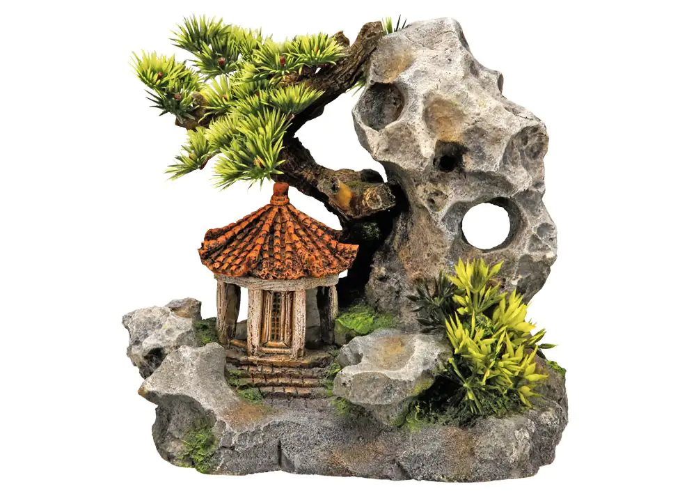 Nobby Aqua Ornaments TEMPEL AN KLIPPE mit Pflanzen 19 x 13 x 17,2 cm