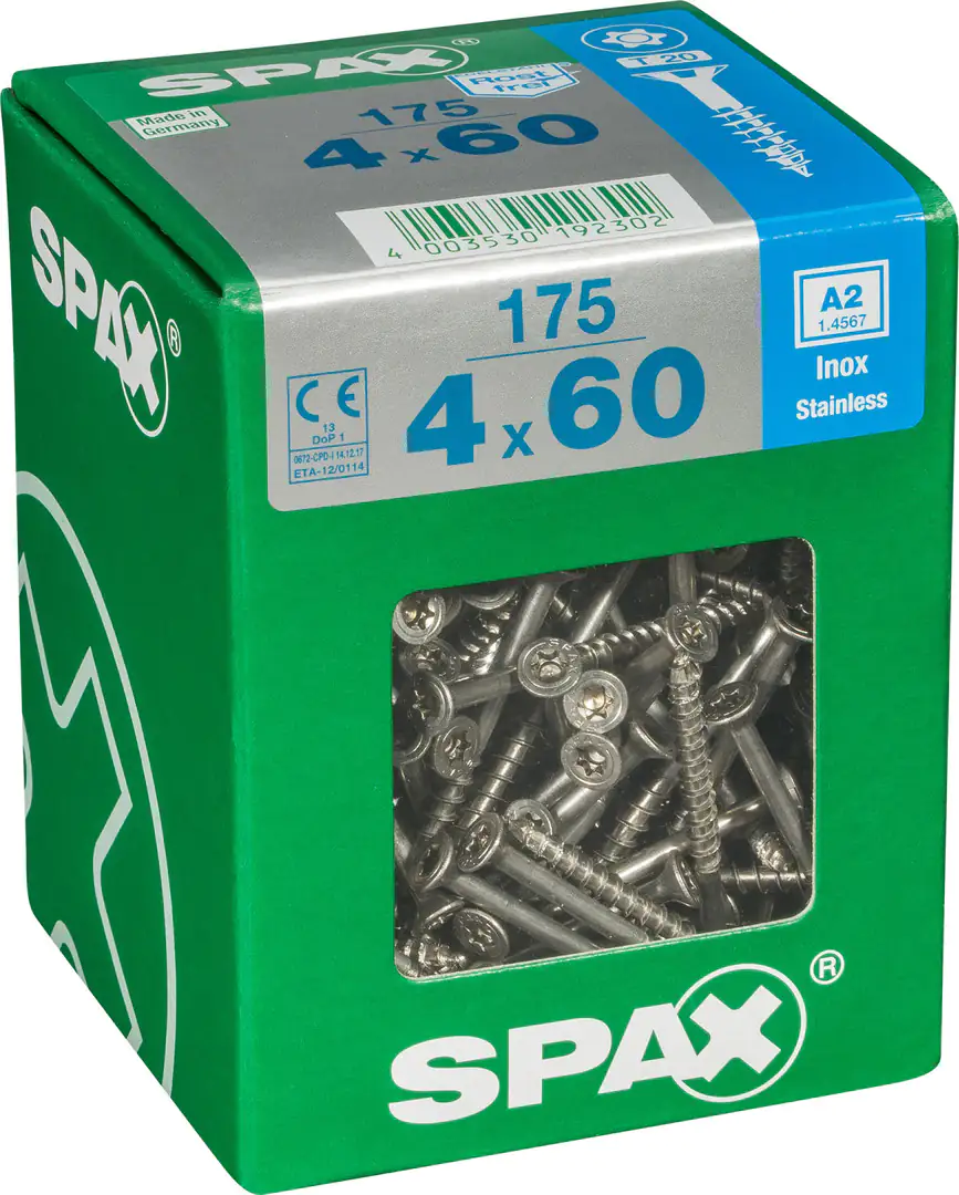 Spax Universalschrauben 4.0 x 60 mm TX 20 - 175 Stück Edelstahl