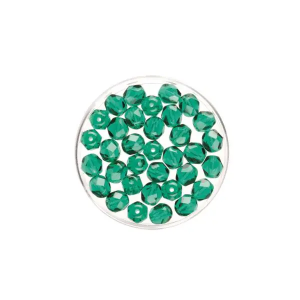 Glorex Glasschliff Perlen 6 mm 50 Stück, emerald