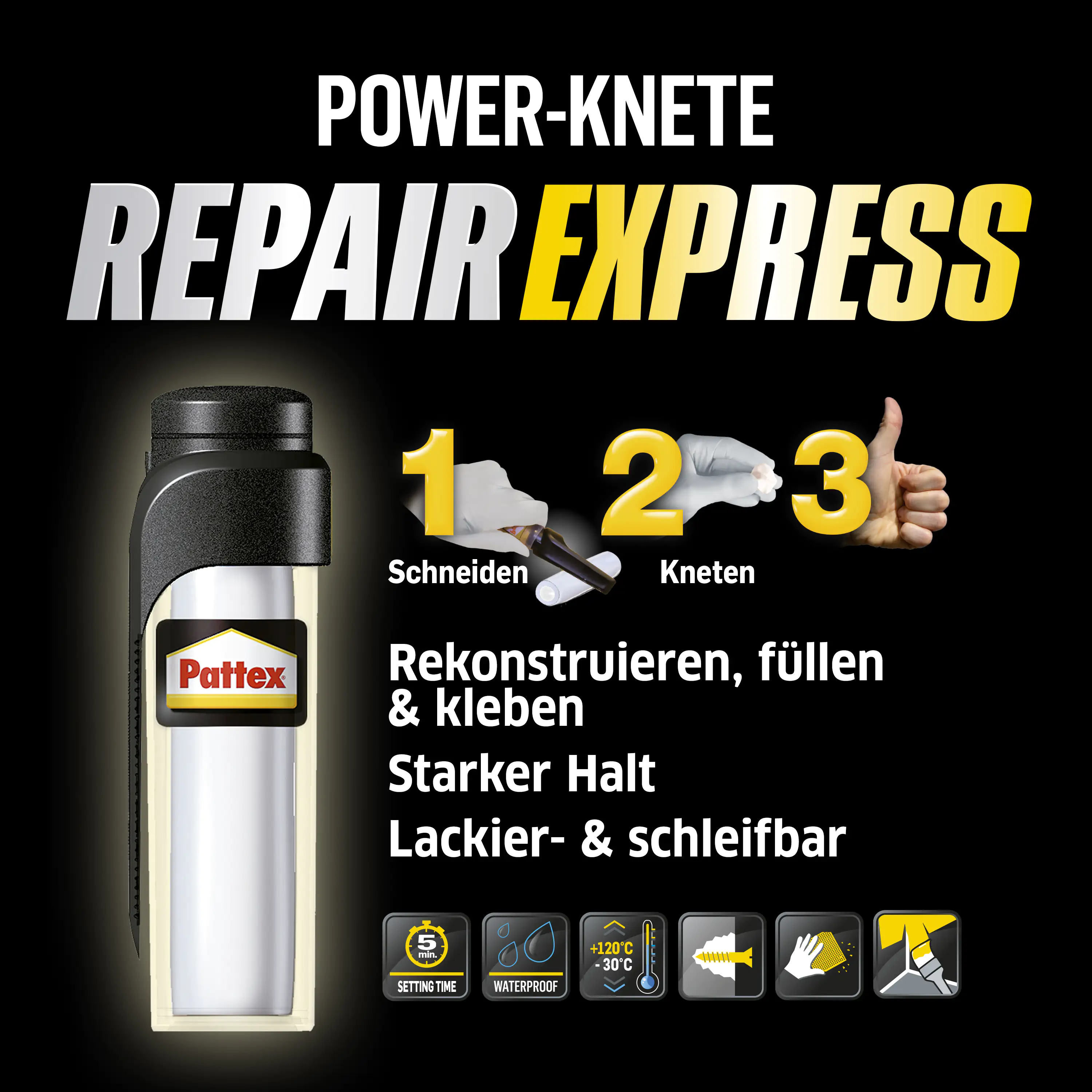 Pattex Epoxidharzkleber Powerknete Repair Express 48 g, weiß