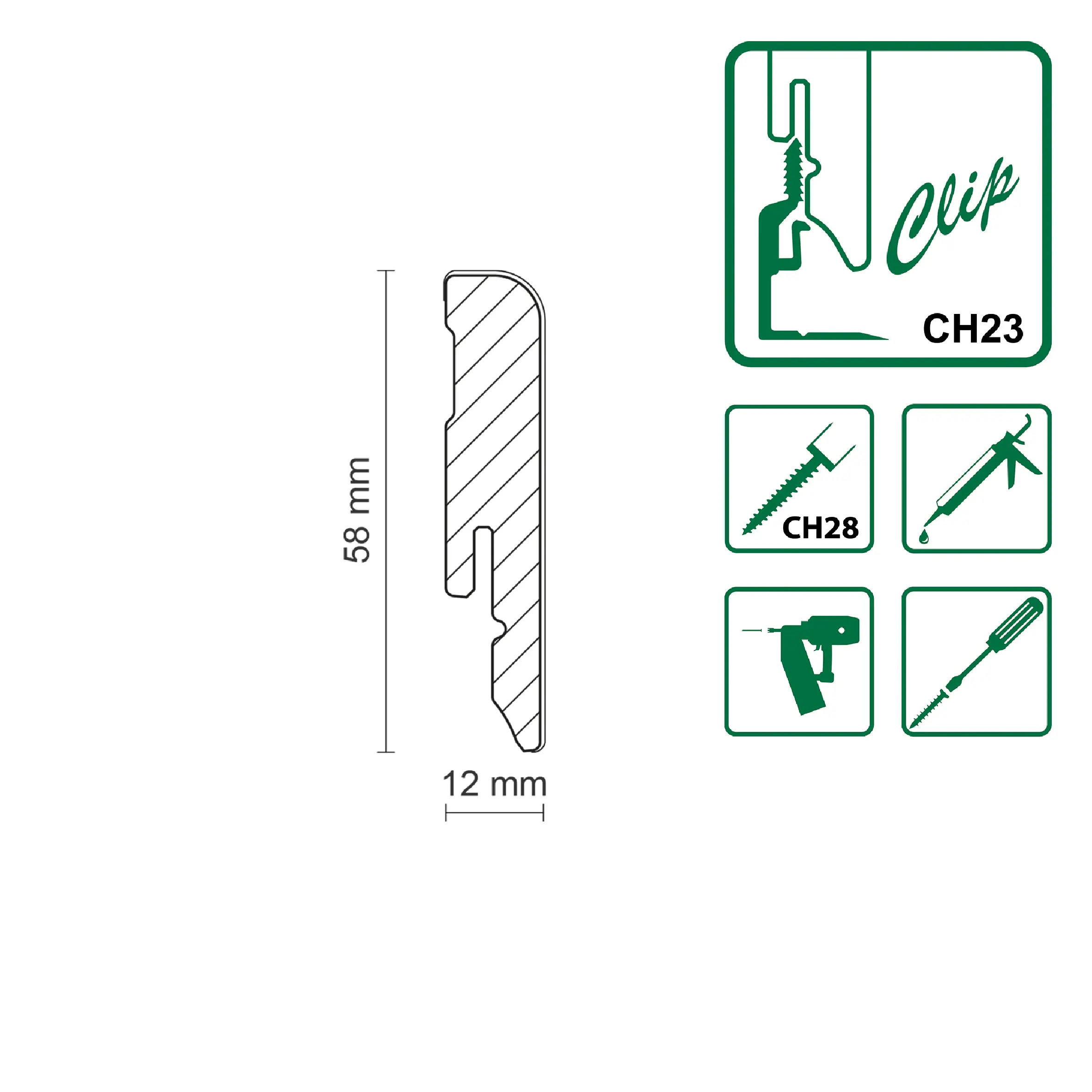 Neuhofer Fußleiste 240 cm x 58 x 12 mm weiß foliert