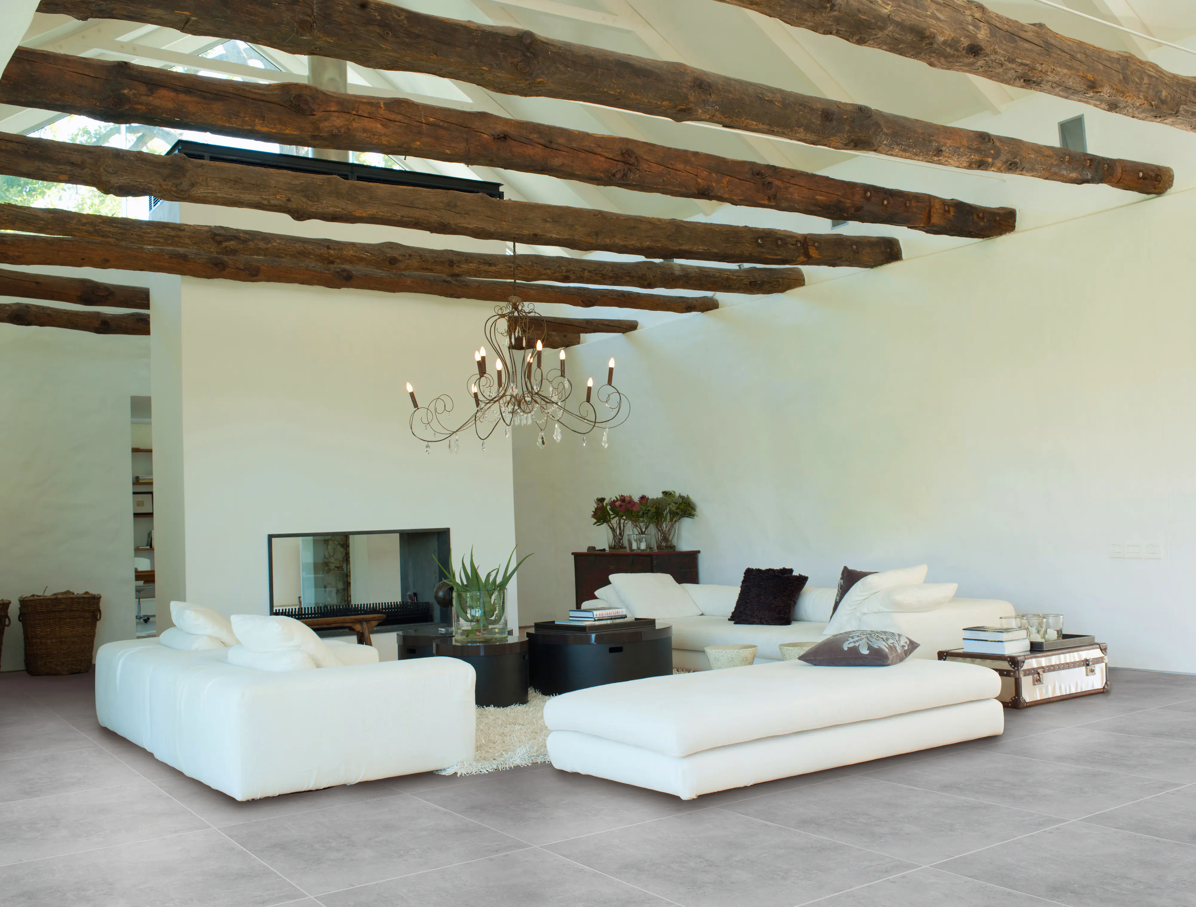 Bodenfliese Feinsteinzeug Hometec Beton 60 x 60 cm grau