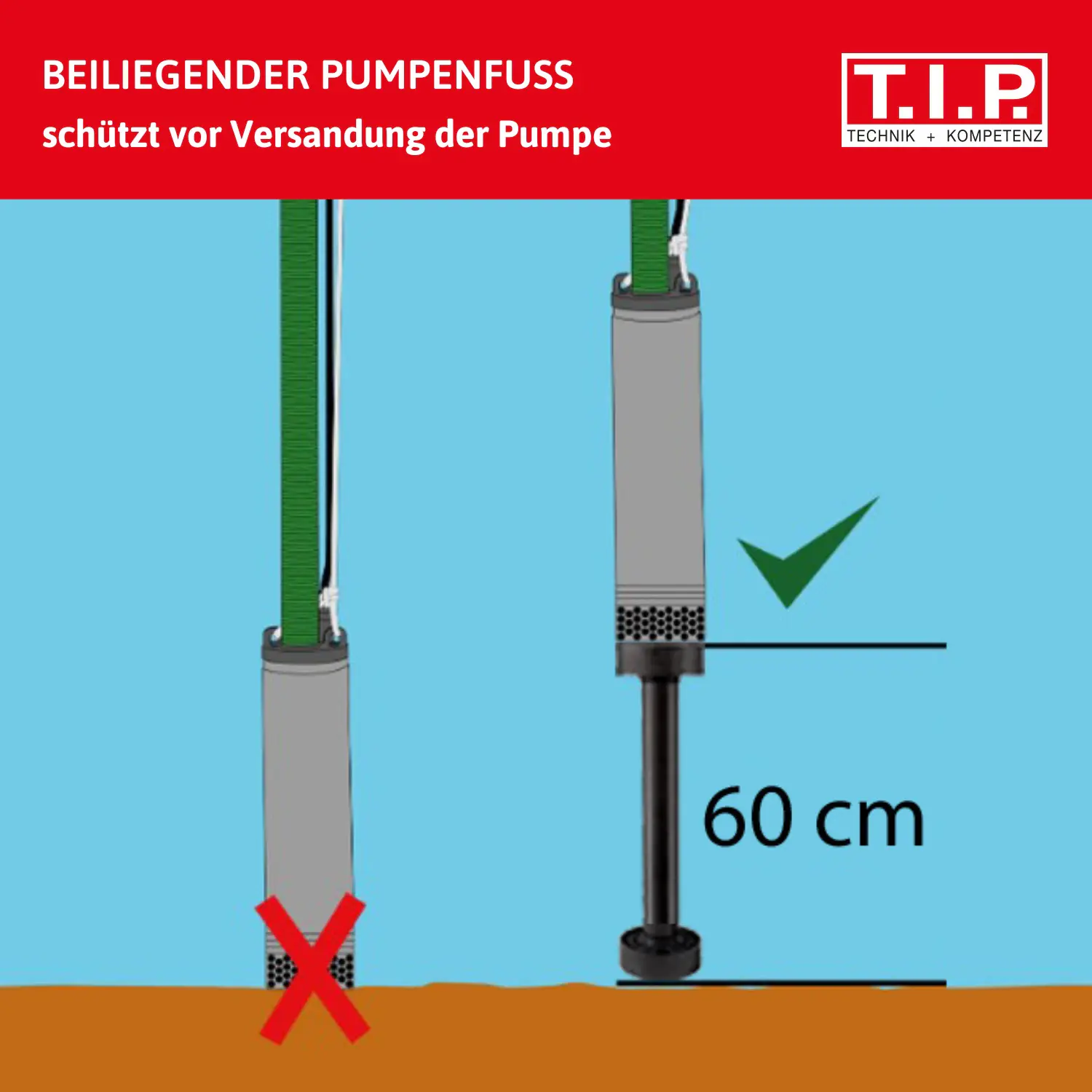T.I.P. Tiefbrunnenpumpe BigWell 90/53 AUT, 900 Watt, 5.400 l/h, Edelstahl