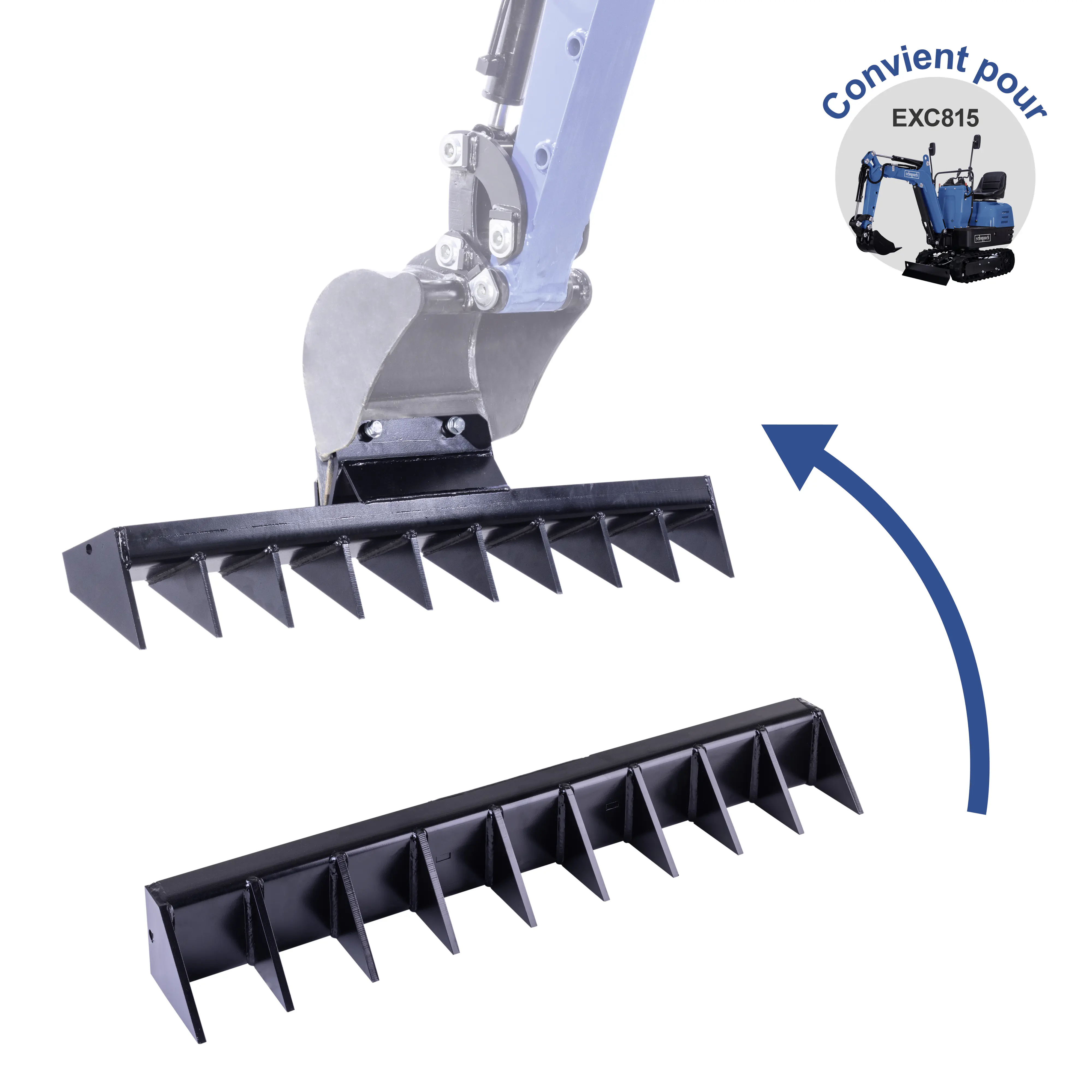 Scheppach Mini-Bagger EXC815 XXL Set inkl. Zubehör 69 cm Spurbreite