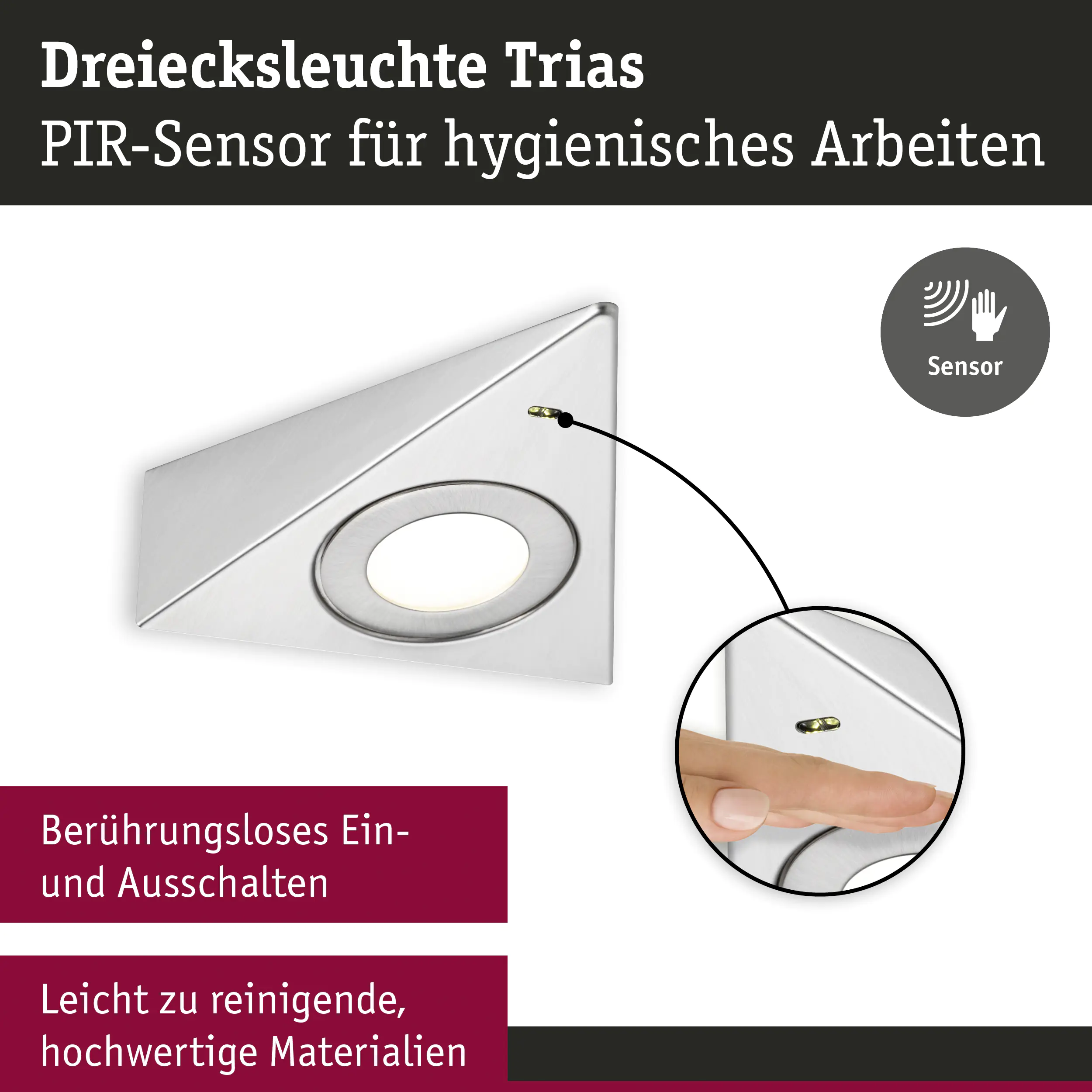 Paulmann LED Unterbauleuchte Trias eisen gebürstet warmweiß 3 er Set