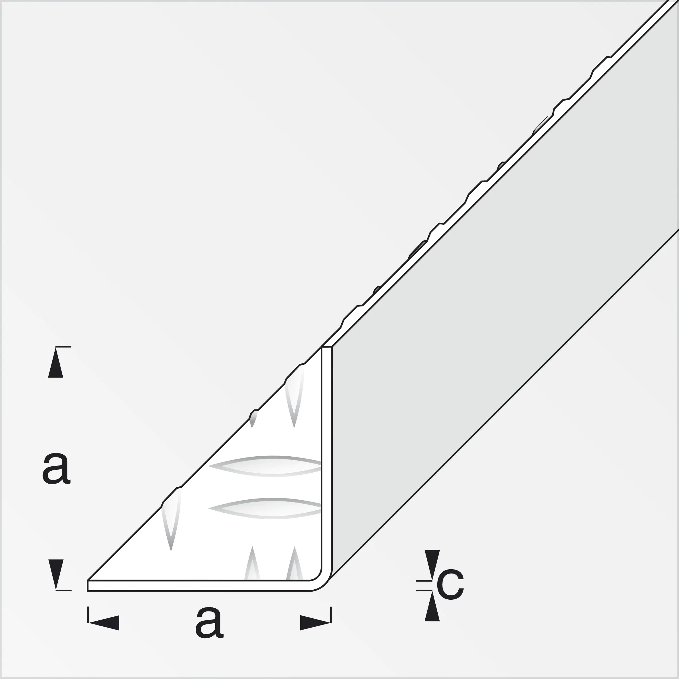 alfer Winkel, innen 2.5 m, 23.5 x 23.5 mm Aluminium roh blank