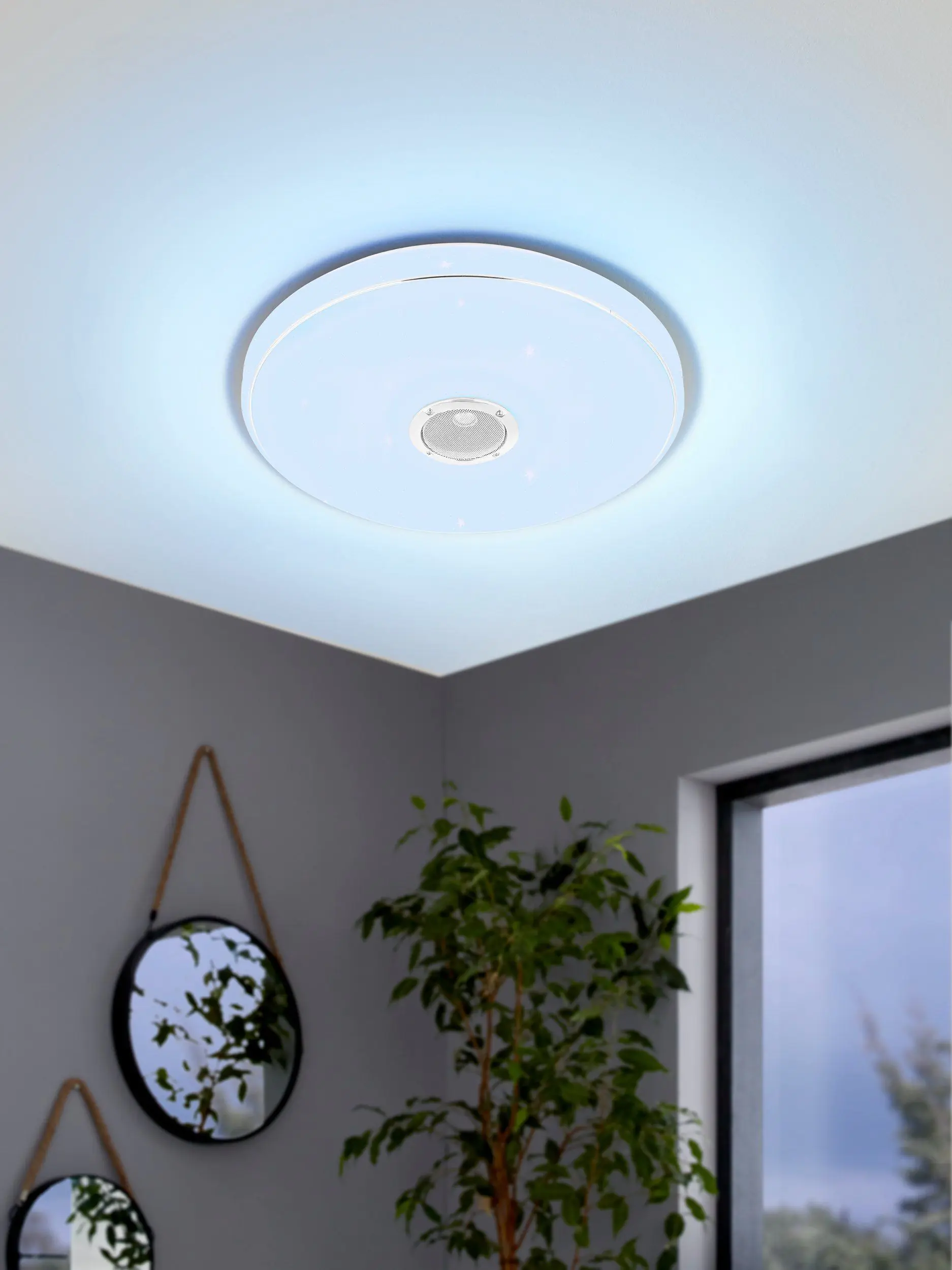 Eglo RGB Led Bad-Deckenleuchte Milazzo weiß Fernbedienung Kristall-Effekt