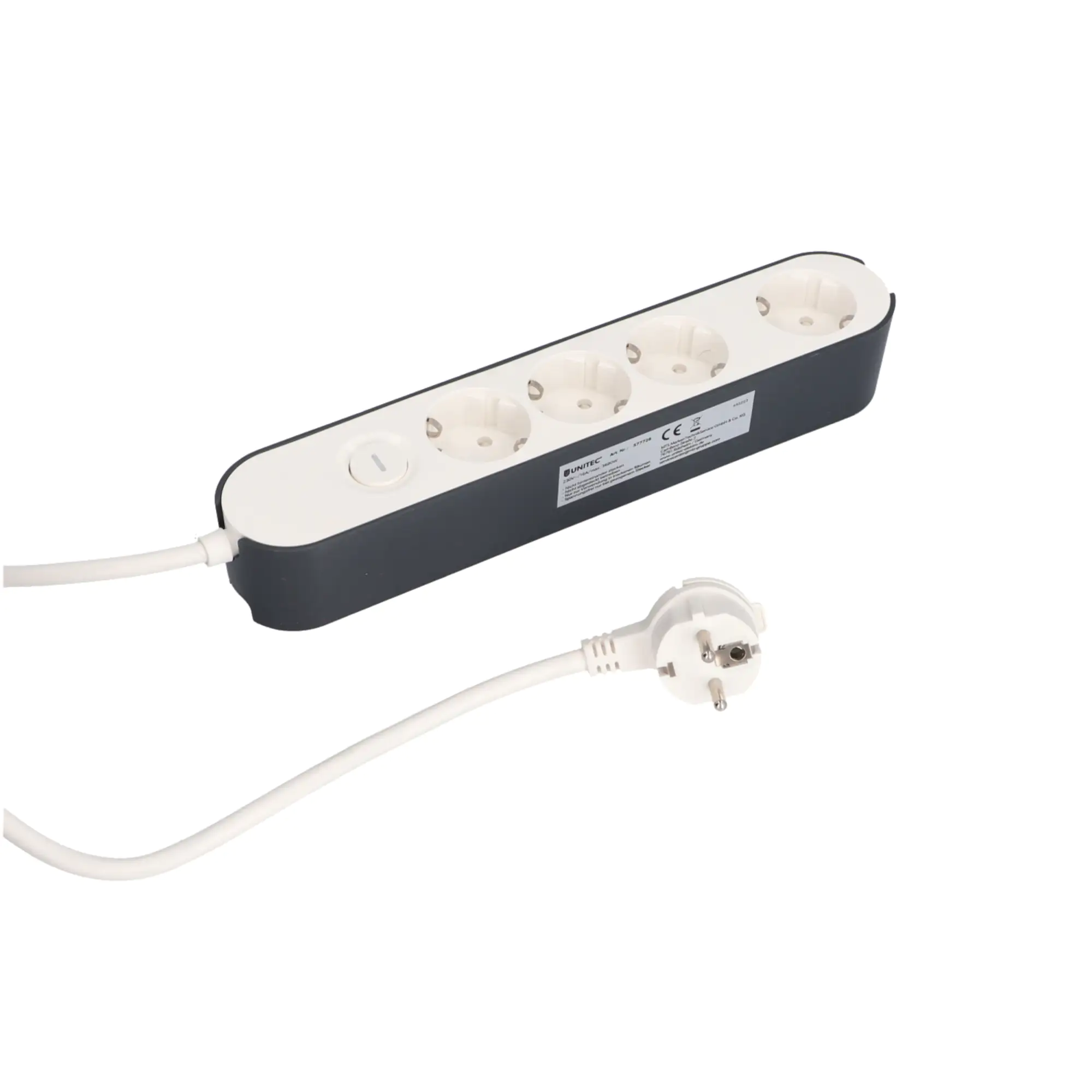 Unitec Tischsteckdose Greenline 4-fach 1,8 Meter mit Schalter weiß/anthrazit
