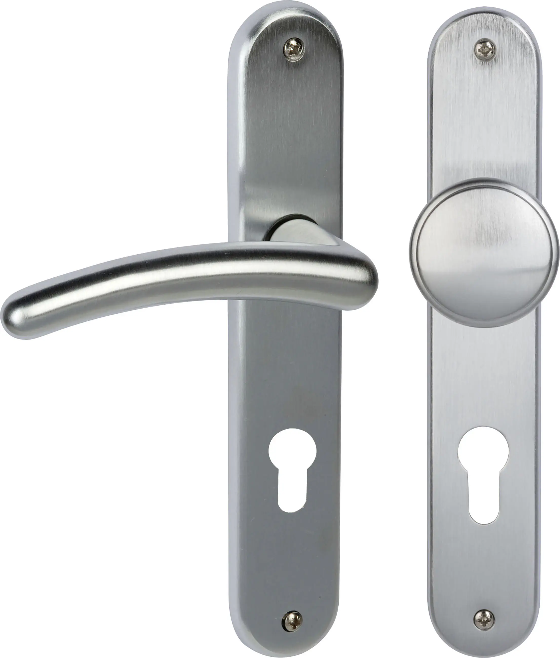 Südmetall Türgriff-Garnitur Langschild Franziska PZ Messing satiniert silber Drücker rechts 225 x 40 mm
