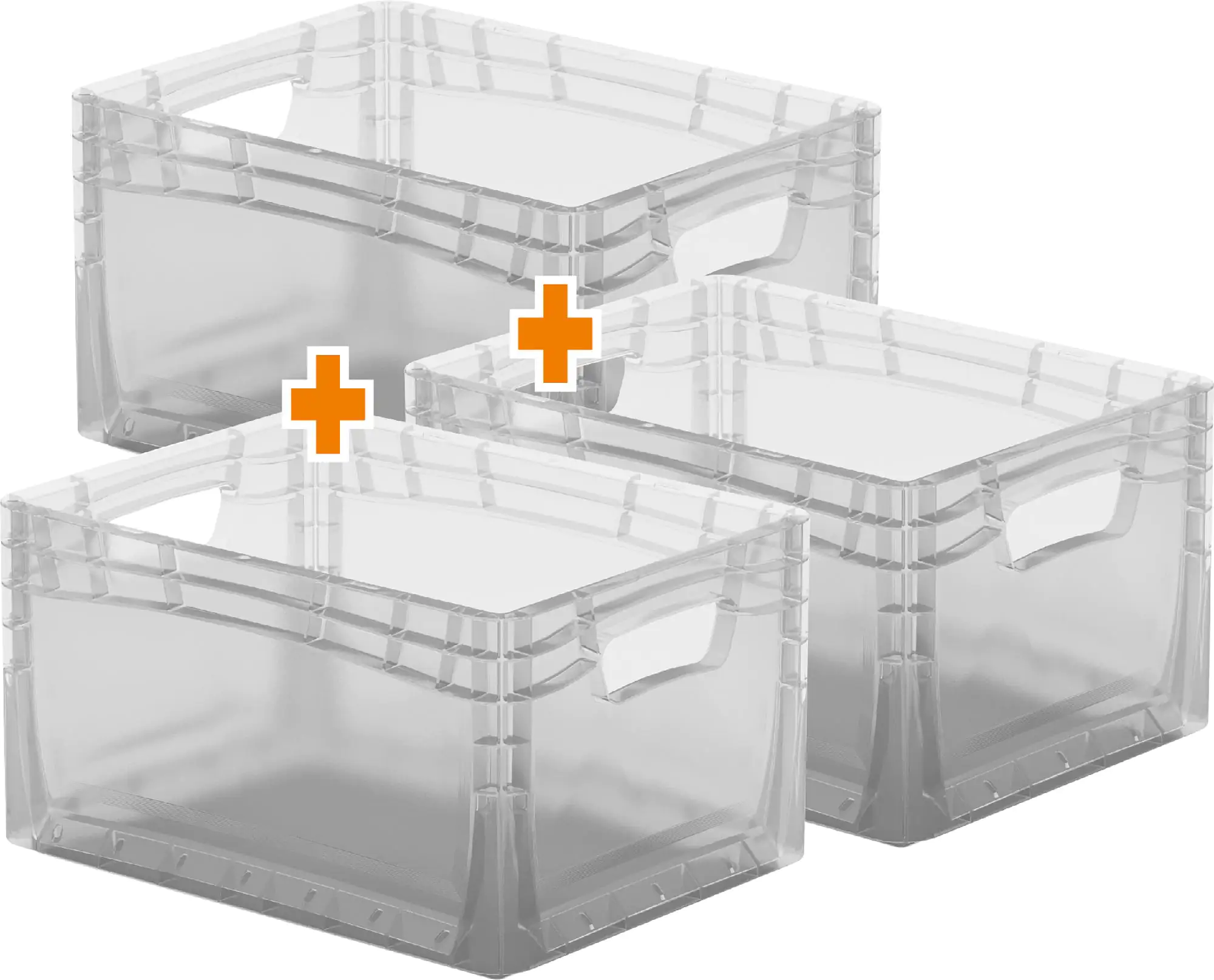 Surplus Systems Eurobox mit Handgriff 20 L transparent 3-er Set