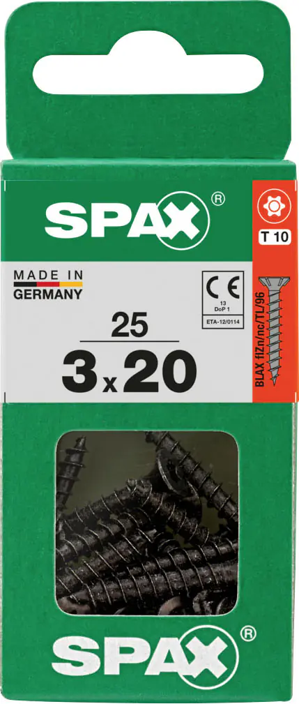 Spax Universalschrauben 3 x 20 mm T10 Vollgewinde - 25 Stk. 
