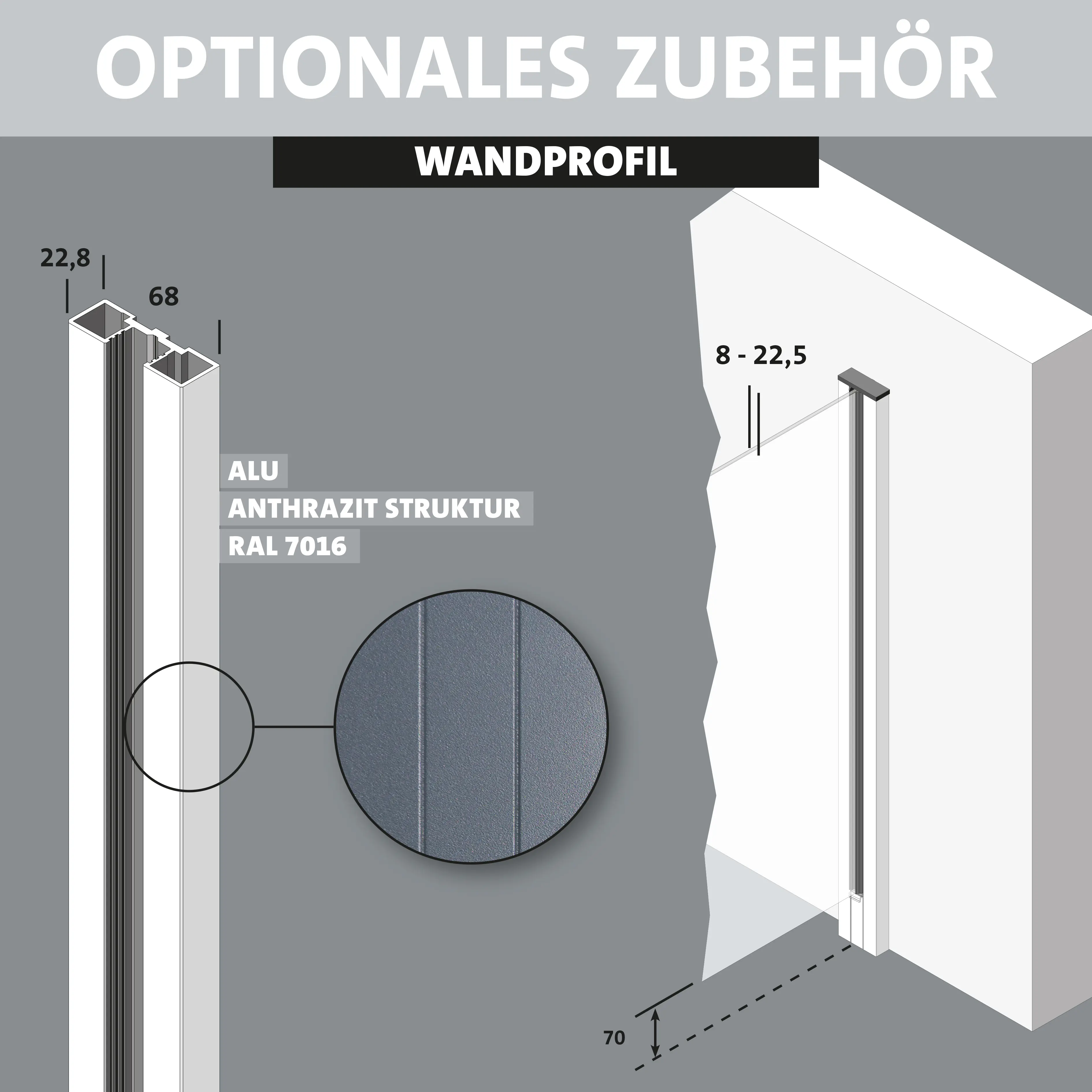Ambiente Wandprofil Aluminium zum Anschrauben 127 cm anthrazit                  