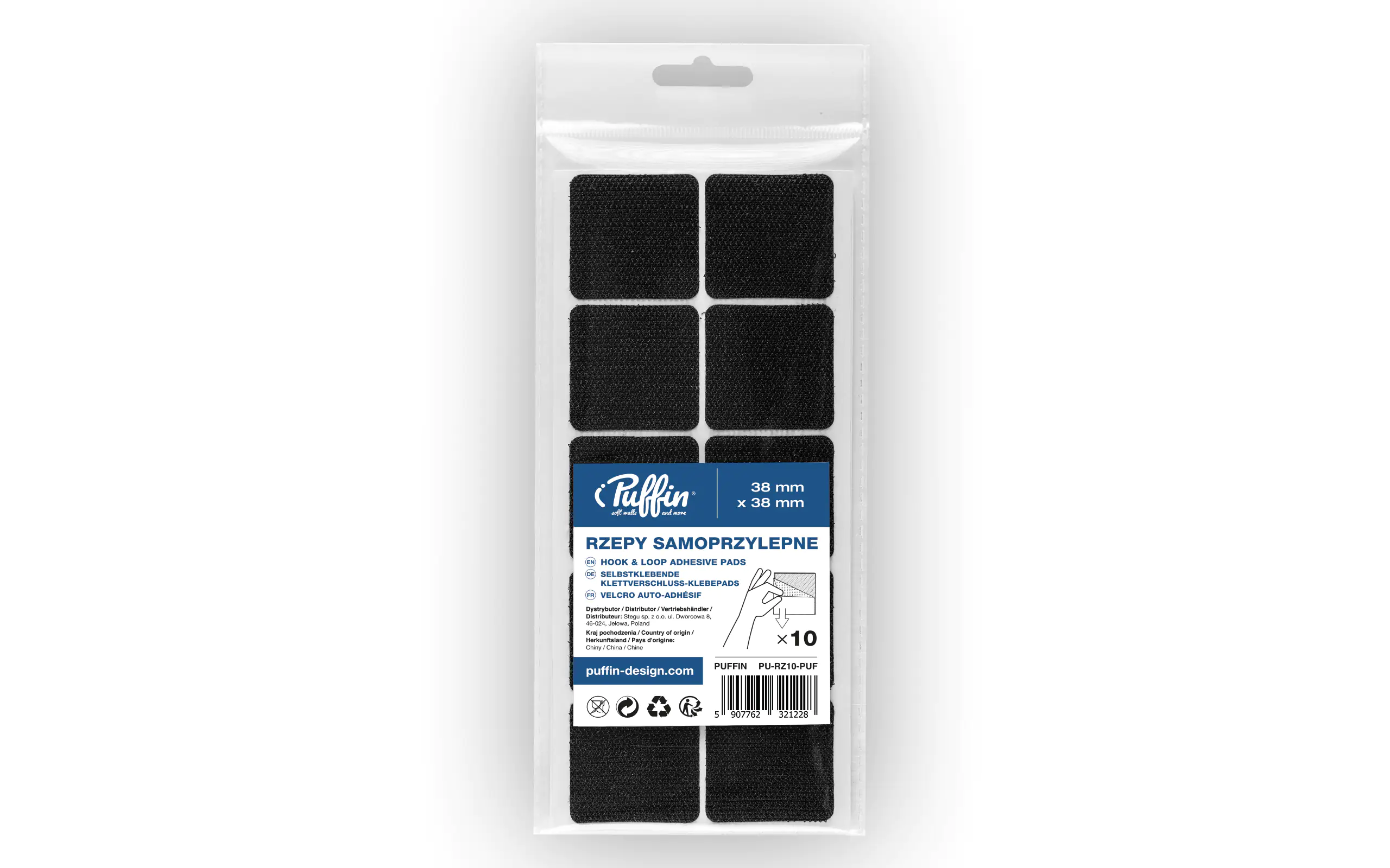 Stegu Puffin Klettpads selbstlklebend für Wandpaneele 10 Stück