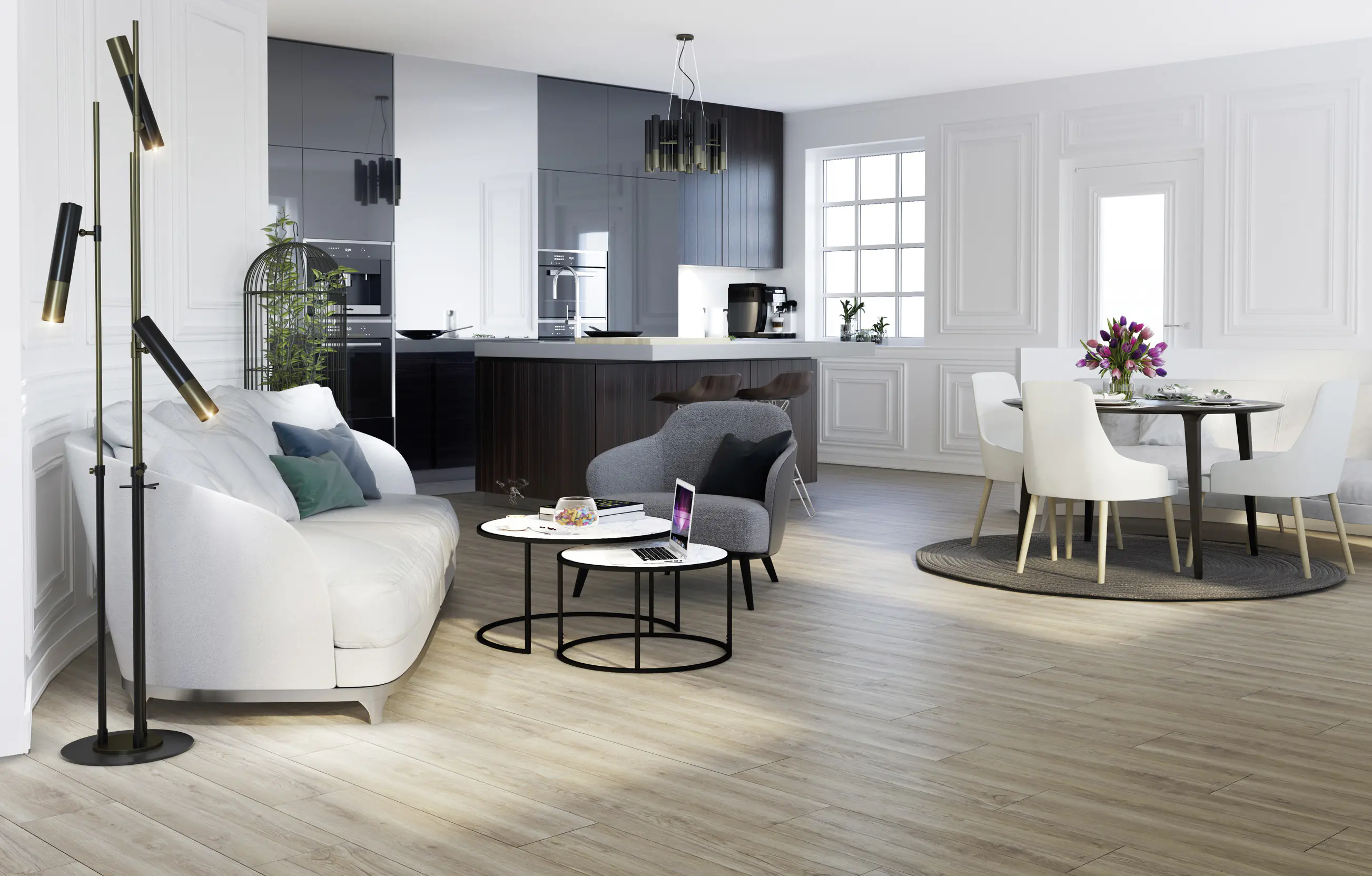 Bodenfliese Feinsteinzeug Oak 22,5 x 90 cm cream