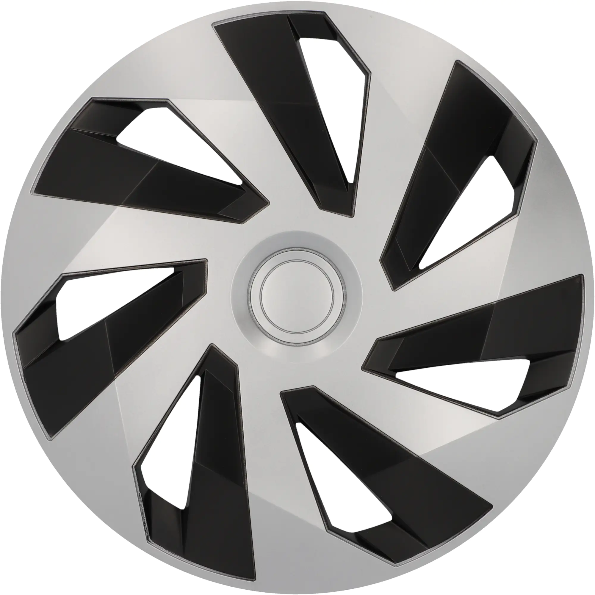 Cartrend Radzierblenden Flow 35 cm (14 Zoll) silber schwarz 4 Stück