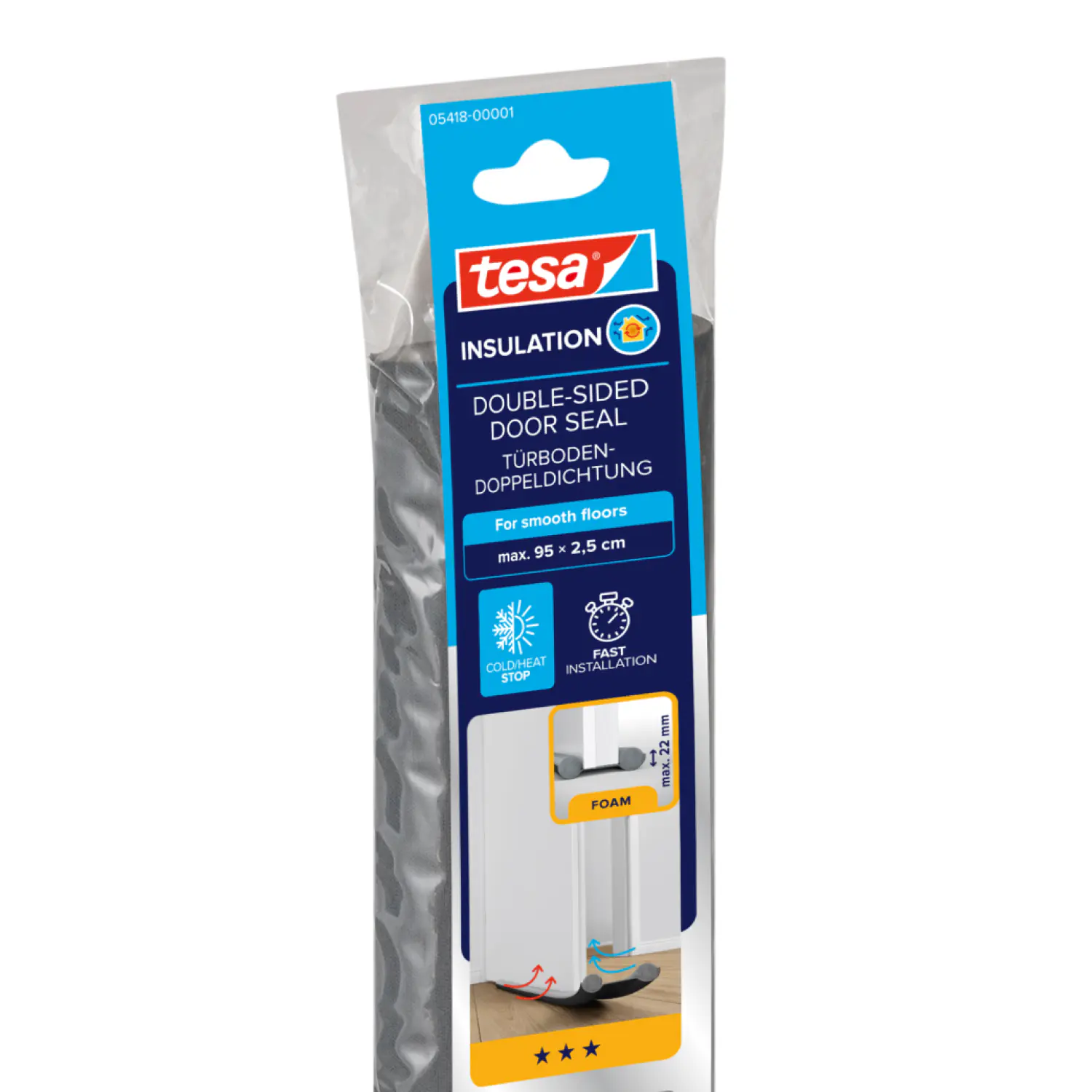tesa Insulation Türbodendoppeldichtung grau, 95 cm x 25 mm