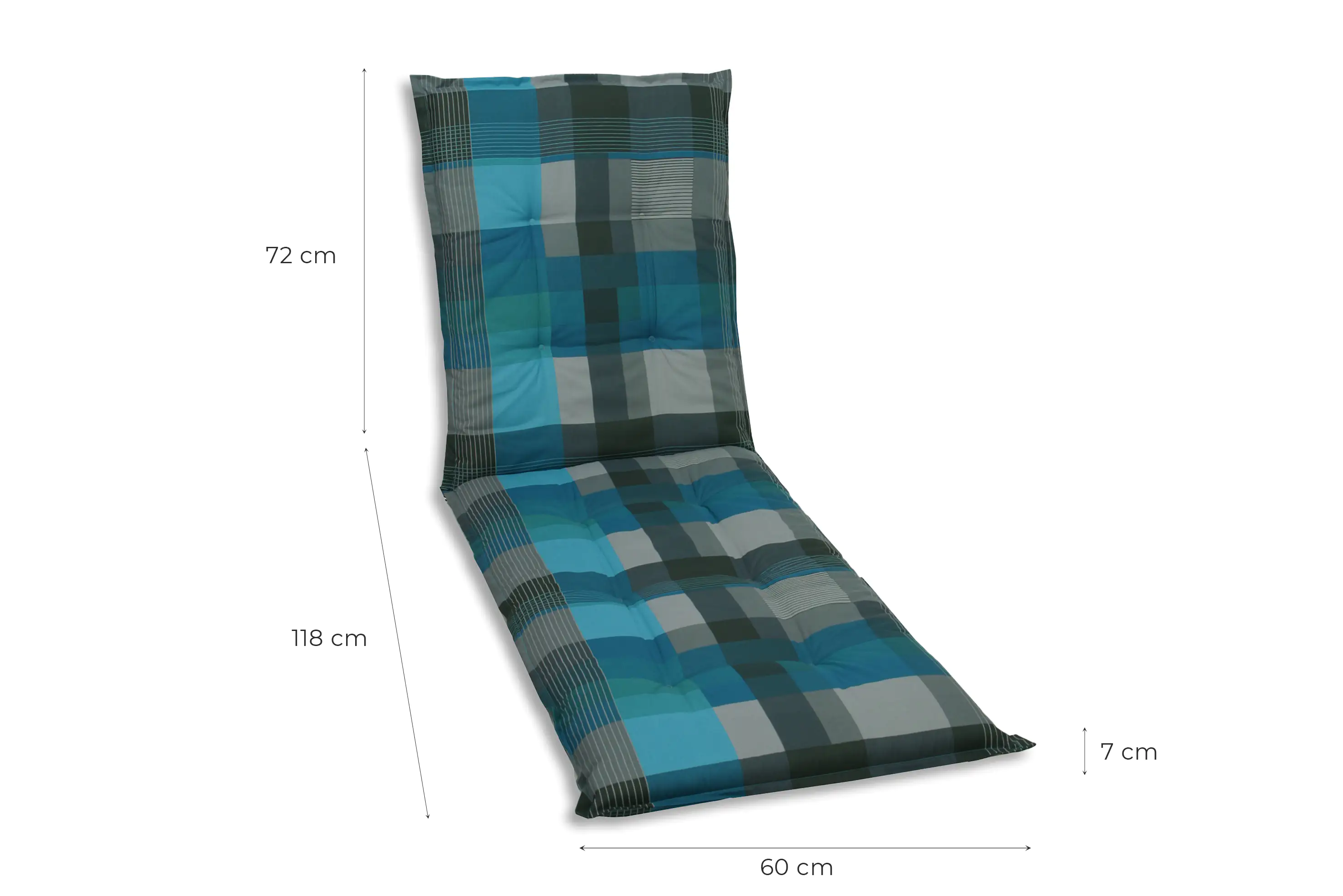 GO-DE Rollliegen-Auflage 190 x 60 x 7 cm, blau kariert