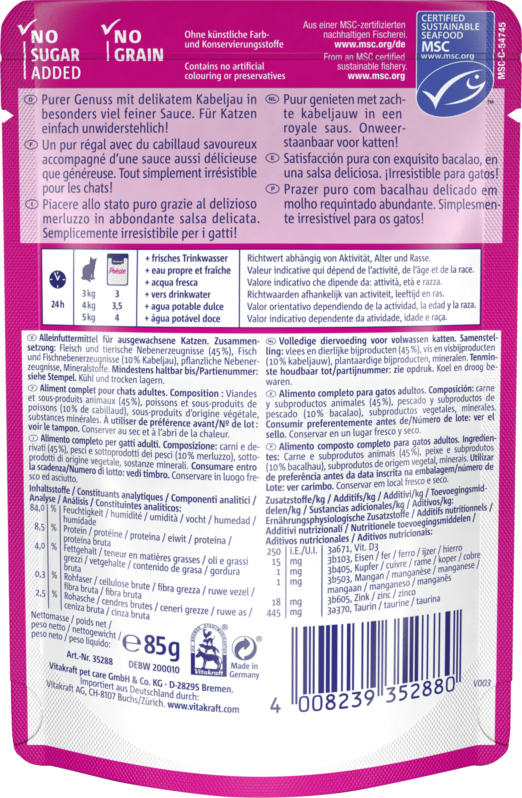 Vitakraft Poésie Katzenfutter Délice Sauce Kabeljau 85 g