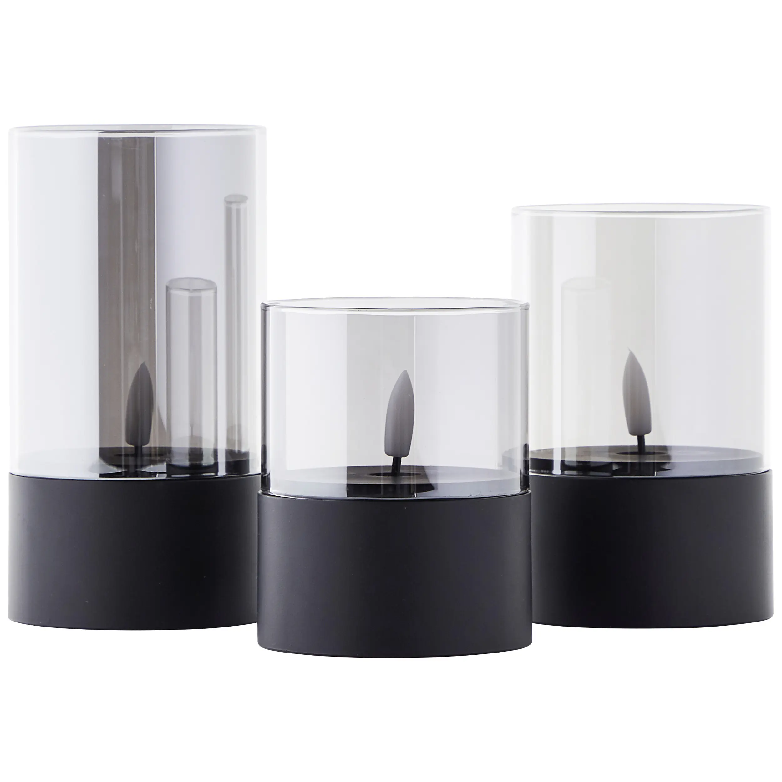 Brilliant LED Kerze batteriebetrieben mit Timer Ø 8 schwarz 3er Set 