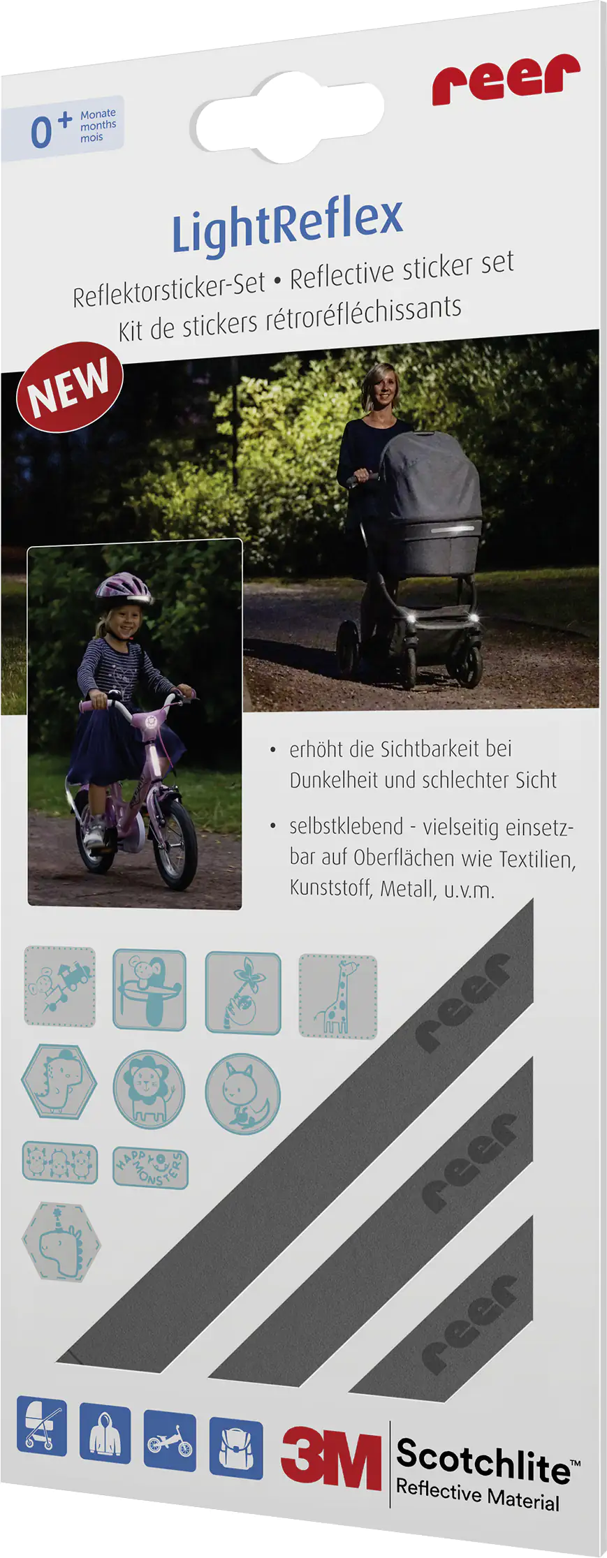 Reer Refkletorsticker-Set Lightreflex 10 Motive, 8 Streifen