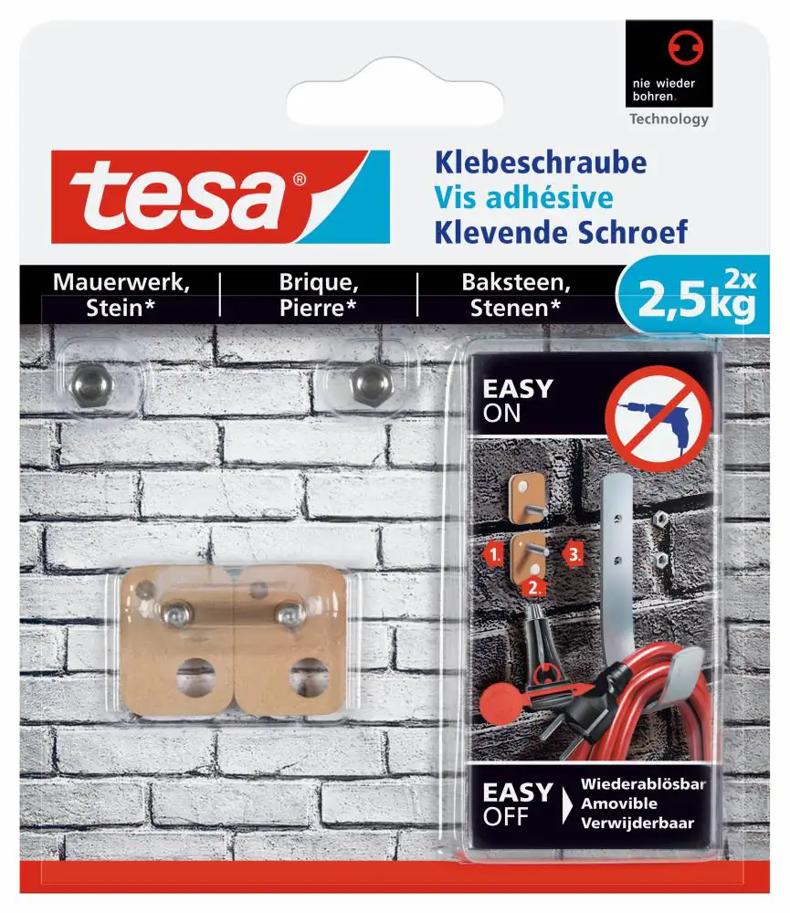 tesa Klebeschraube Traglast 2,5 kg, 2 Stück