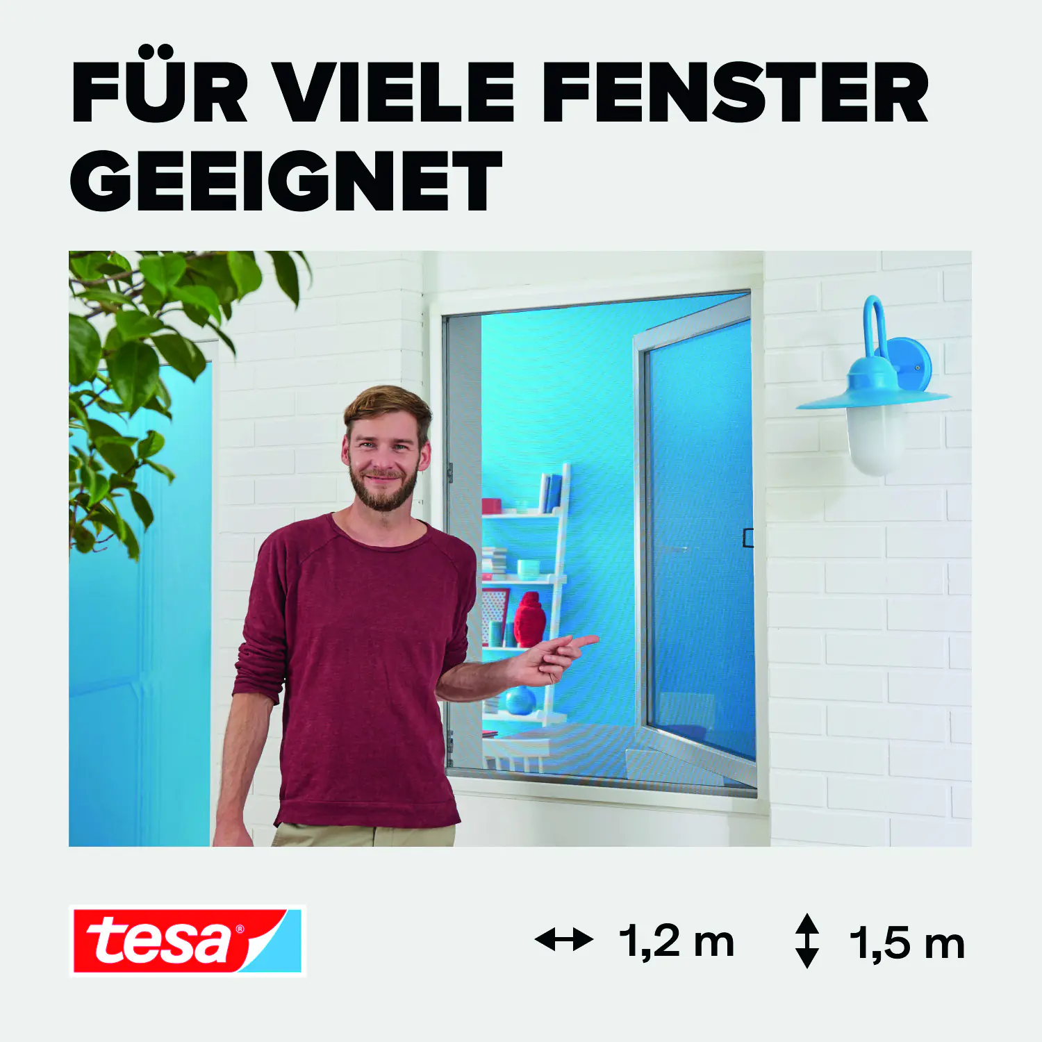 tesa Fliegengitter-Fenster Comfort im Alurahmen 120 x 150 cm weiß
