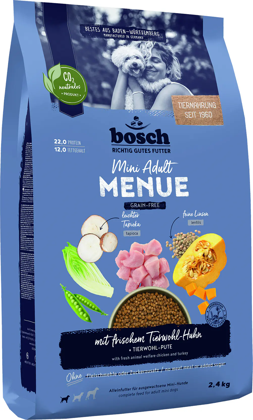 Bosch Hundetrockenfutter Adult Menue 2,4 kg Huhn & Kartoffel 