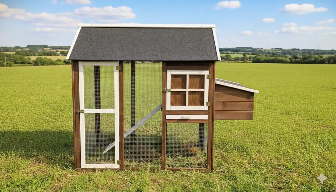Hühnerhaus Cleo mit 148 x 189 cm Gehege & Legebox braun/anthrazit
