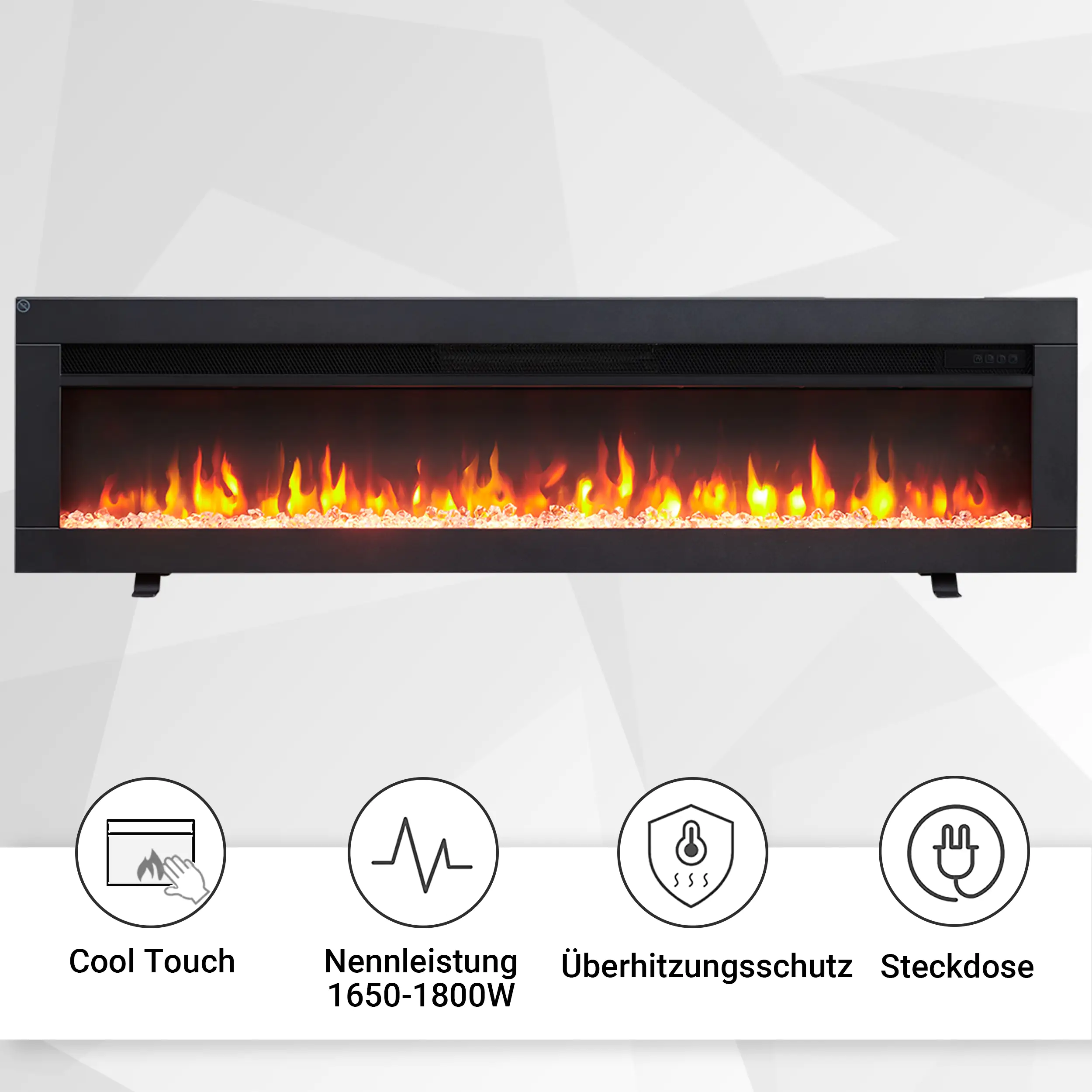 BALDERIA Elektrokamin schwarz Agnes 50 1000/1800 Watt 33 x 127 cm