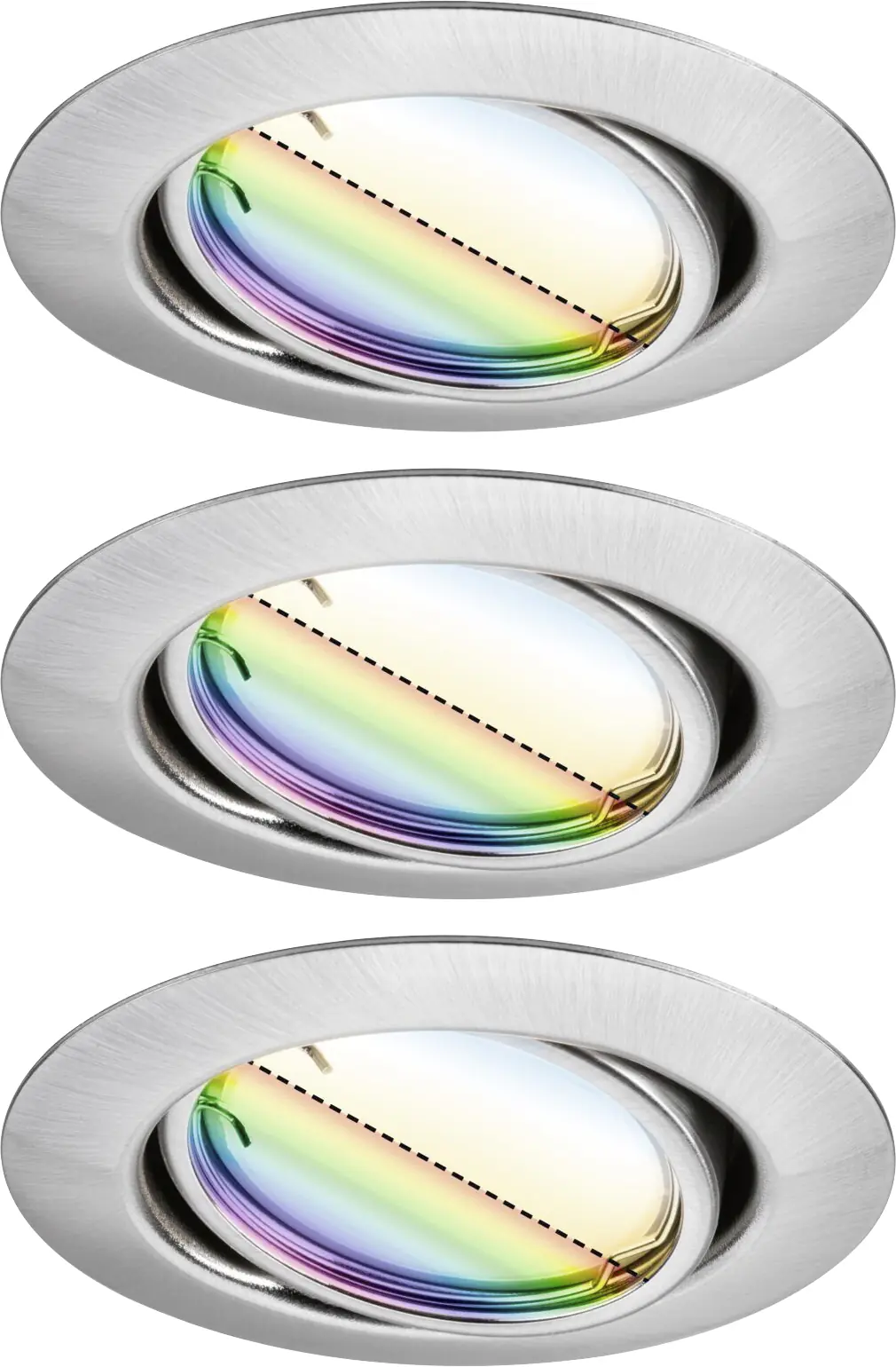 Paulmann LED Einbauleuchte Coin Base 3er Set eisen gebürstet Zigbee RGBW RGBW Ø 9 cm schwenkbar 