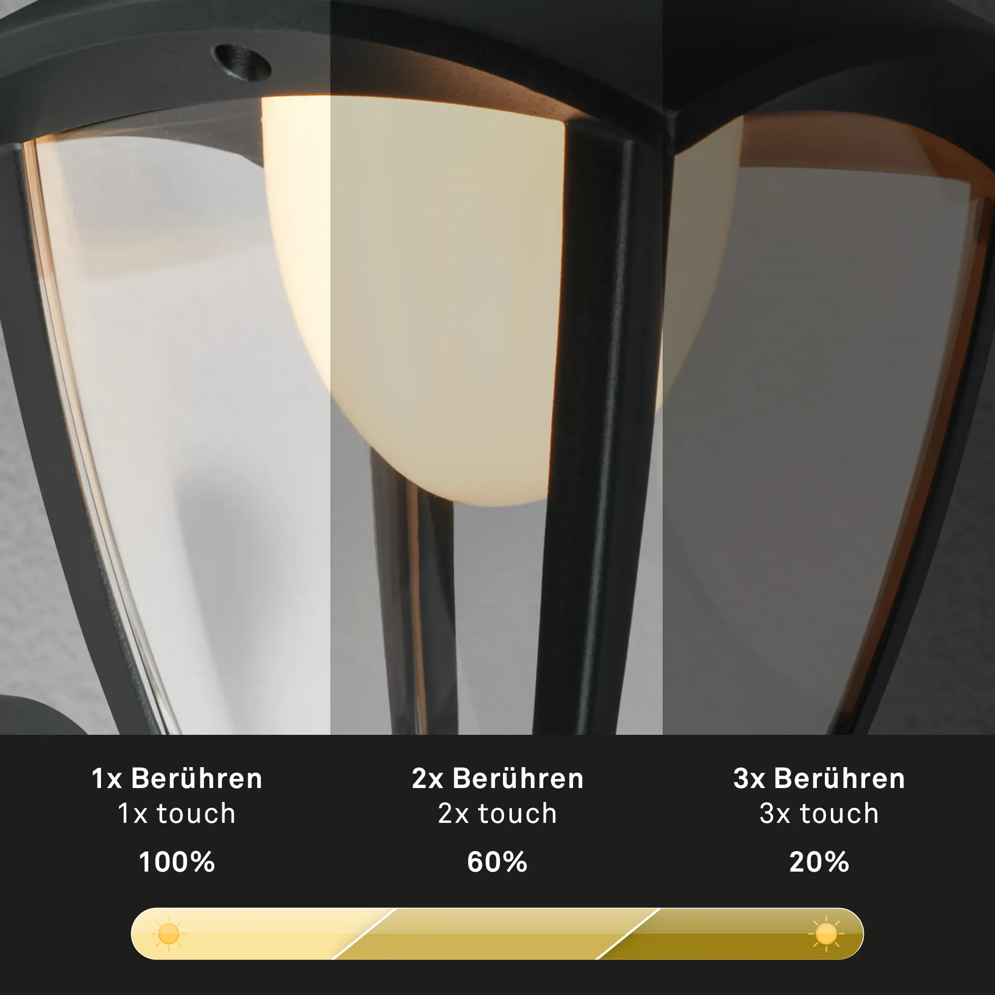 Briloner LED Akku-Außenwandleuchte Touch 4W schwarz dimmbar