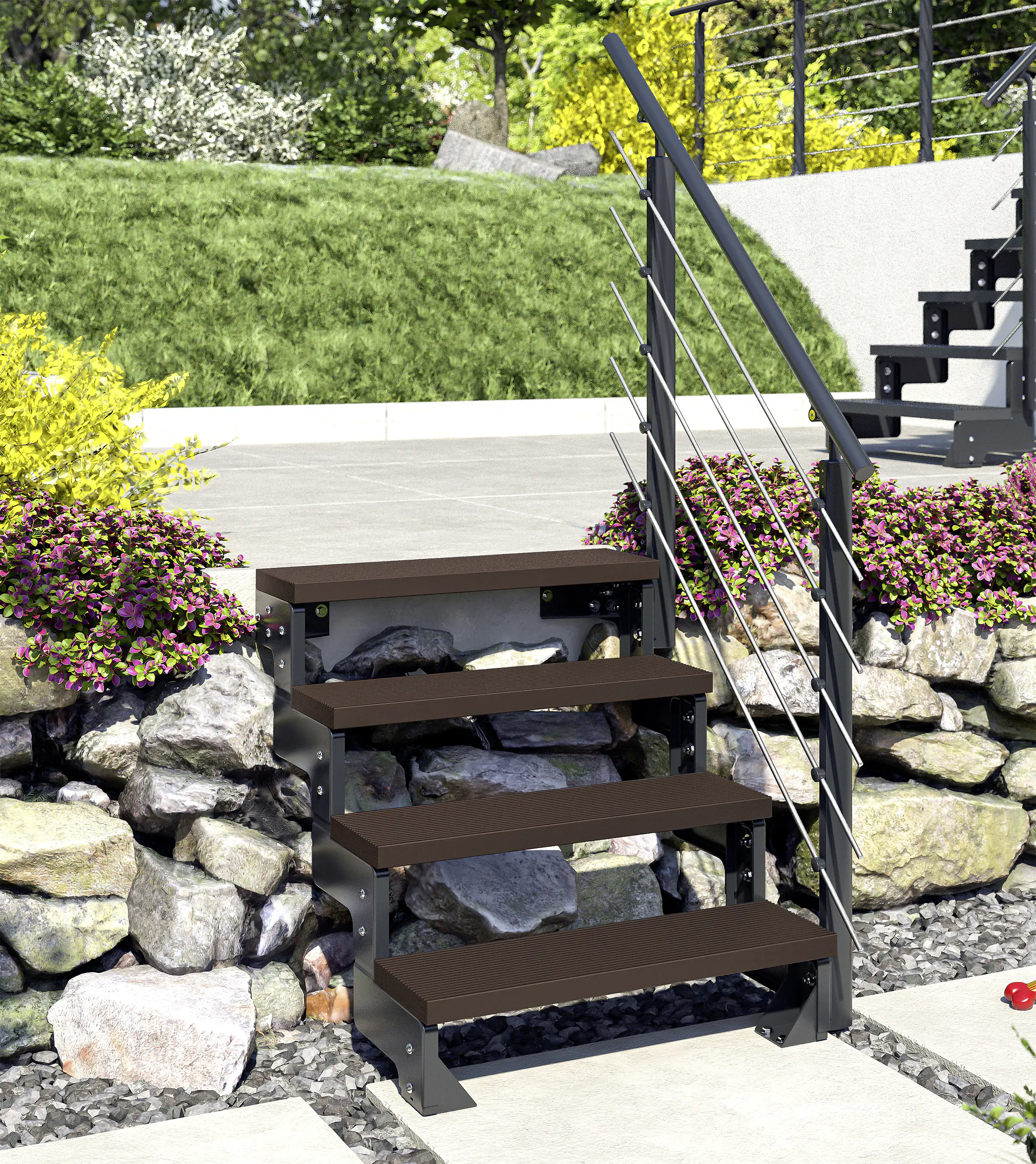 Dolle Außentreppe Trimax Gardentop 2 Stufen 80 cm inkl. einseitigem Geländer dunkelbraun