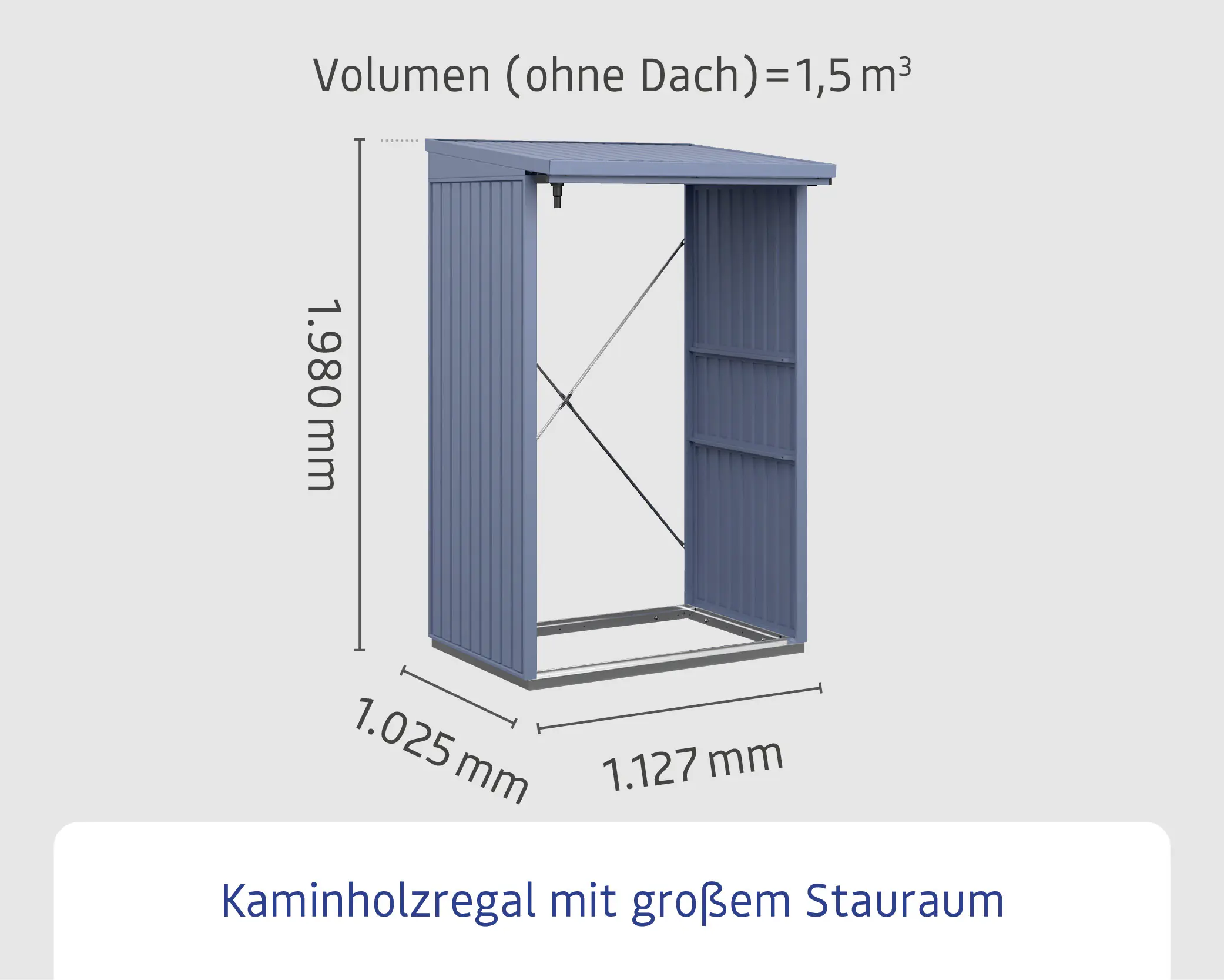 Ecostar Kaminholzregal Trend-V Typ 1, taubenblau, mit Verstrebung